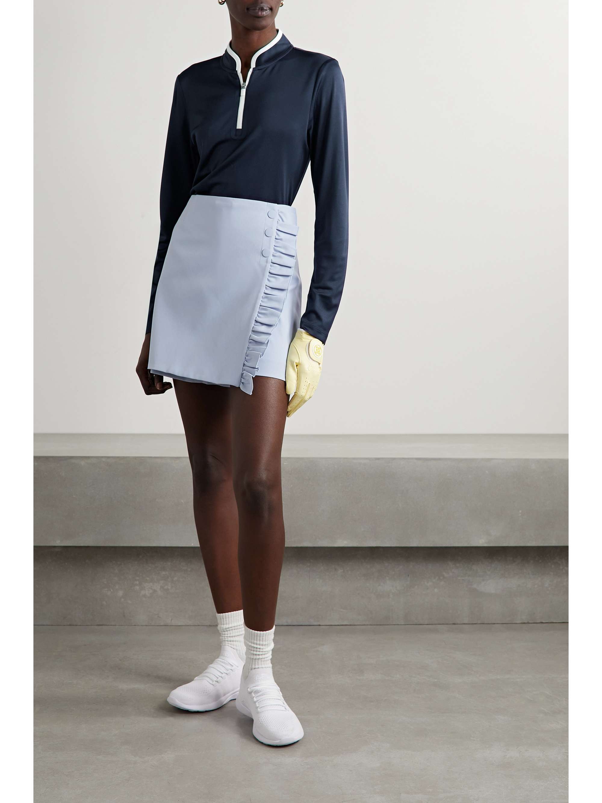 TORY SPORT Two-tone stretch-jersey top