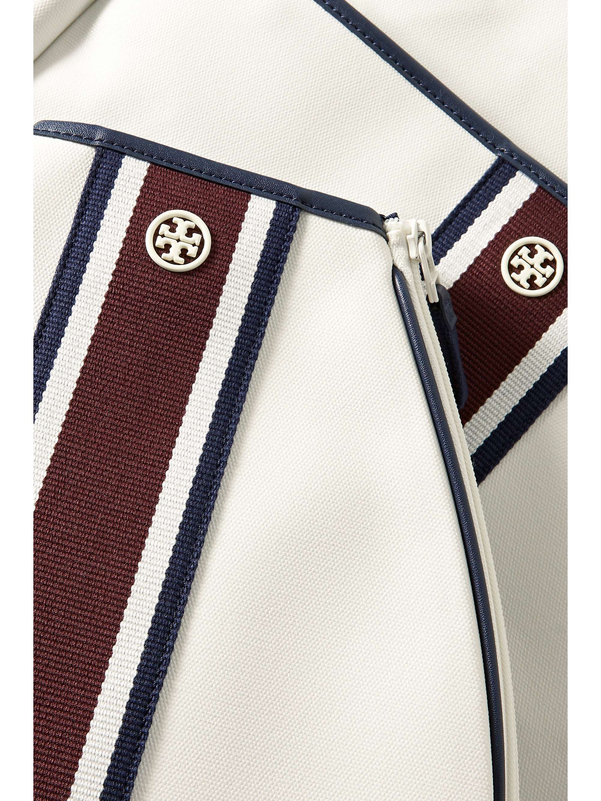 TORY SPORT Faux leather and webbing-trimmed canvas tote