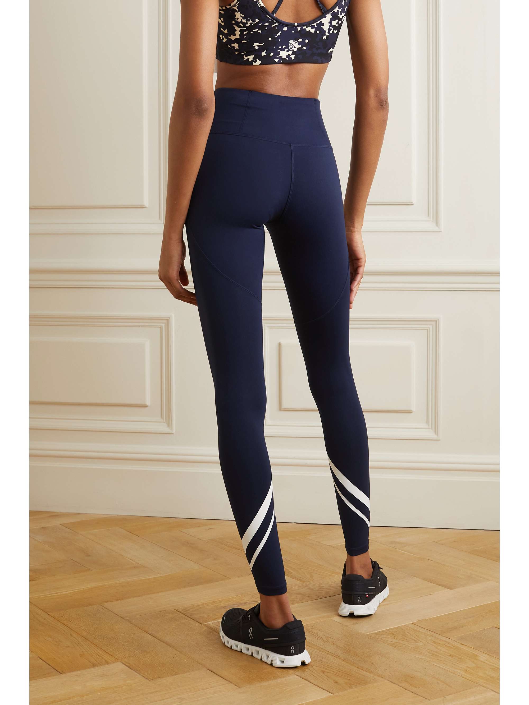 TORY SPORT Leggings aus Stretch-Tactel® mit Streifen und Applikation