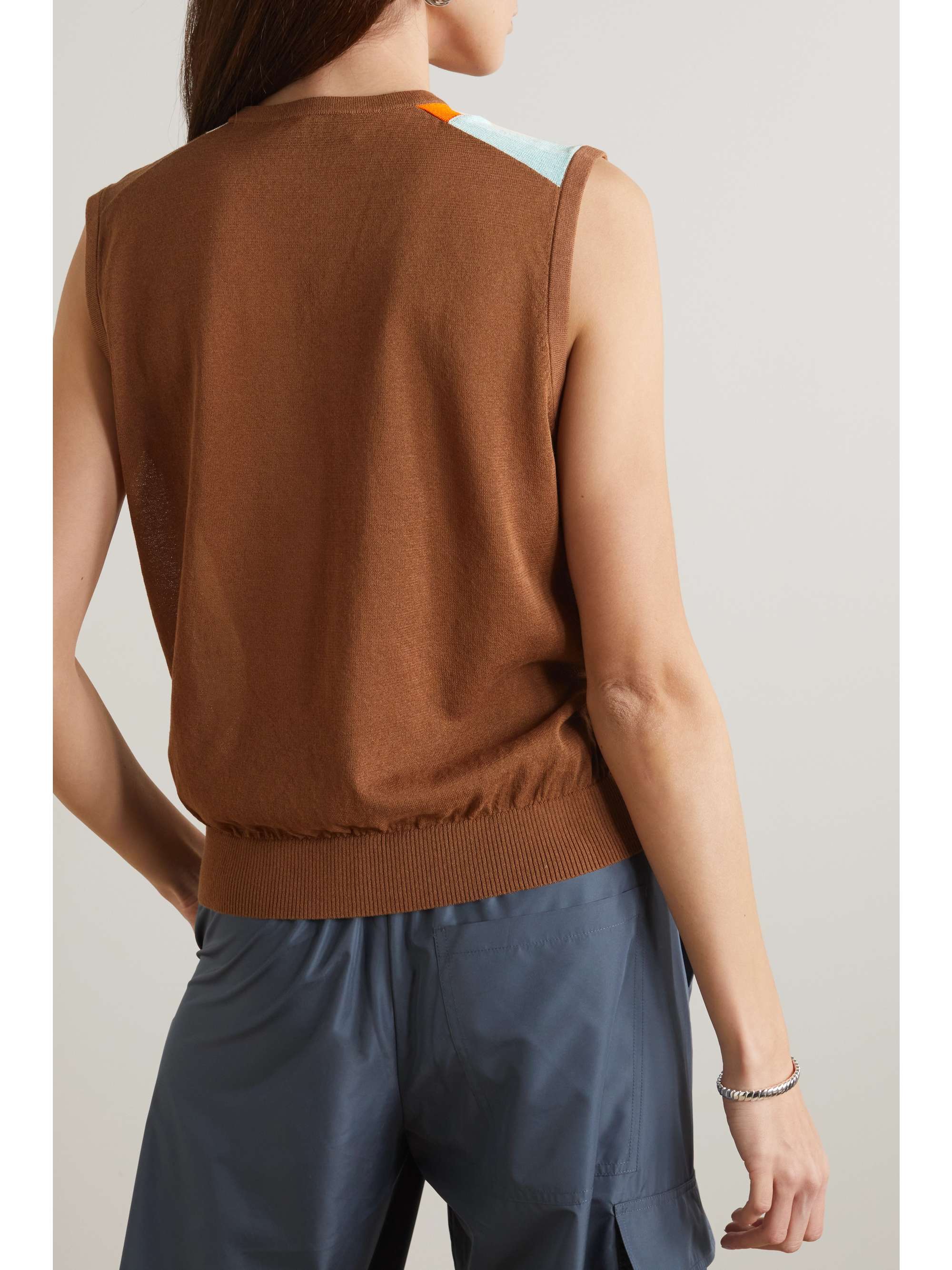 TORY SPORT Colorblock cottonblend vest NETAPORTER