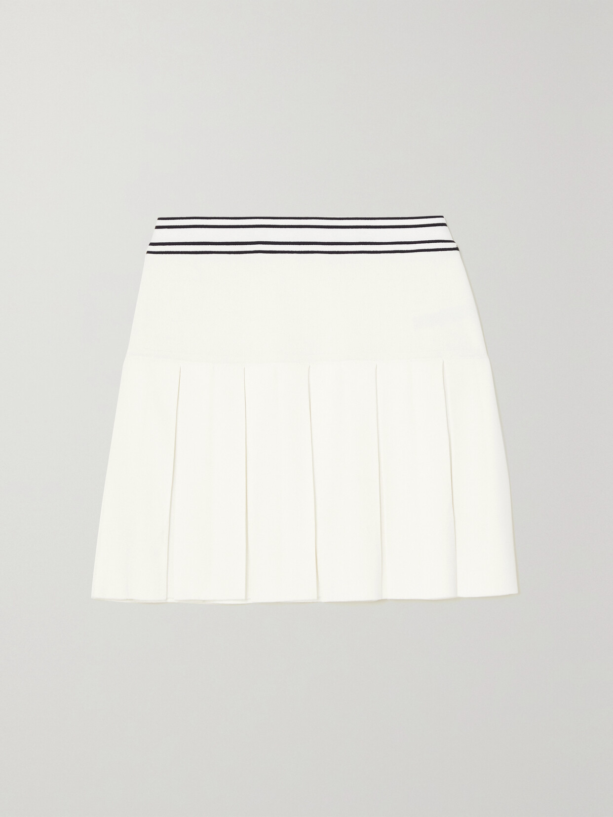 TORY SPORT PLEATED STRIPED RIBBED-KNIT TENNIS SKIRT