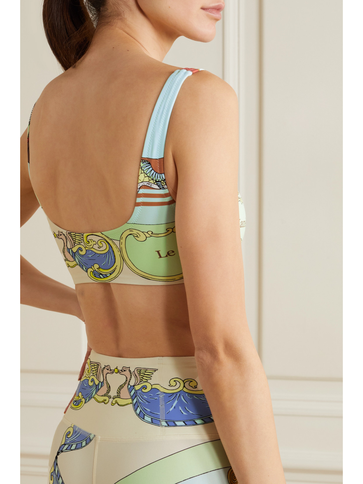 Tory Sport Tory Burch Printed Scoop-back Bra In Green