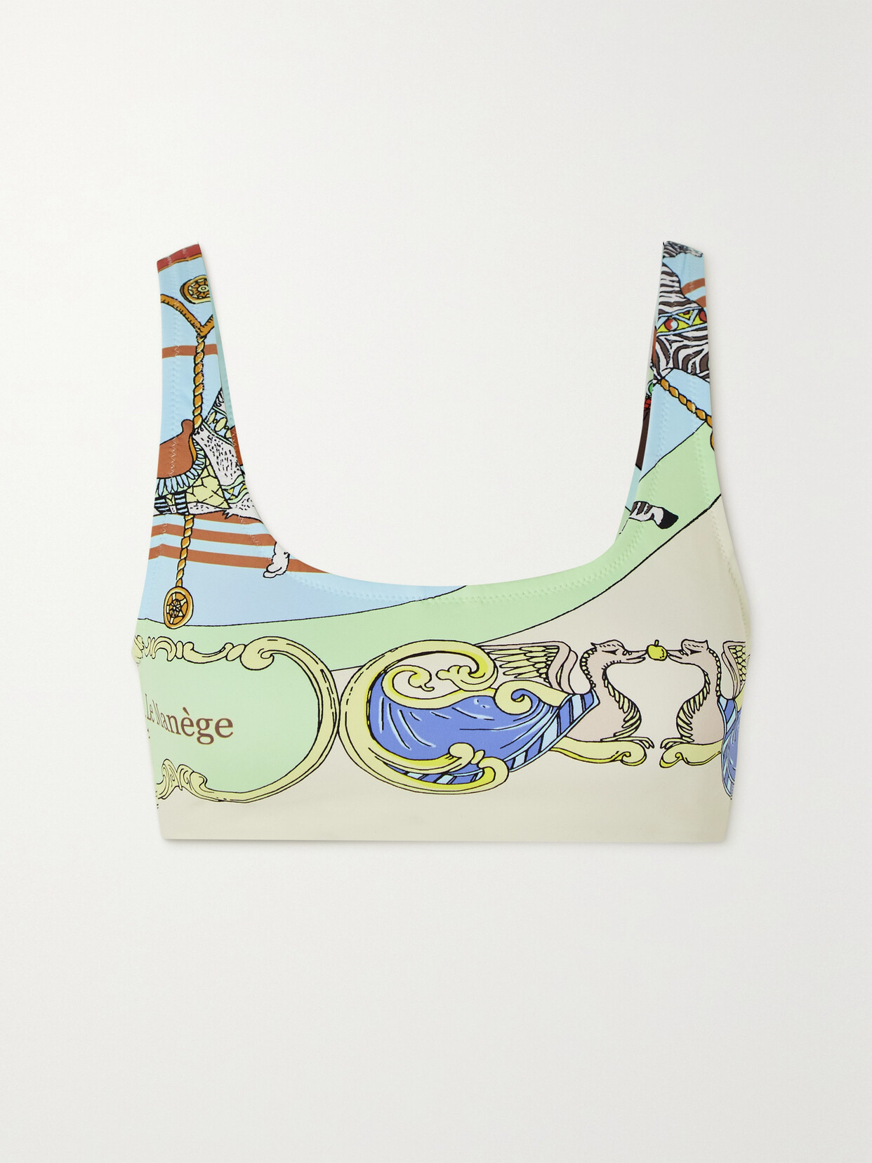 Tory Sport Tory Burch Printed Scoop-back Bra In Blue Carousel Scarf 25x25