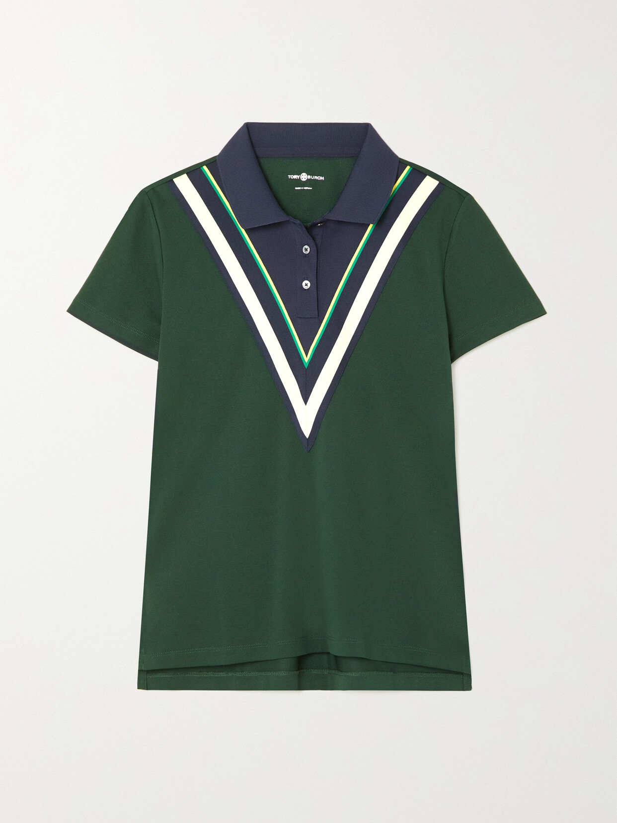 Tory Sport - Striped Ecomade Coolmax Piqué Polo Shirt - Green