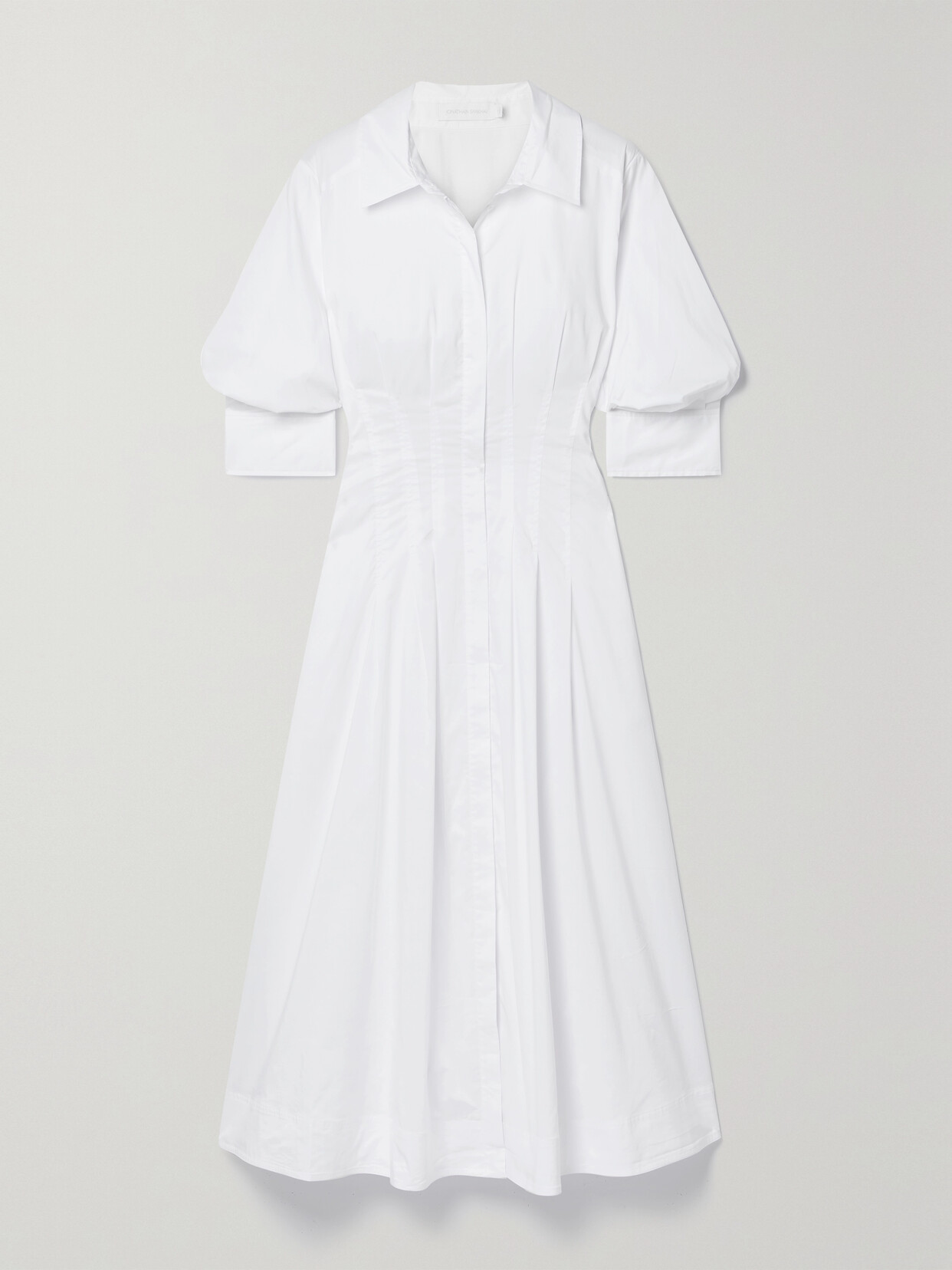 Simkhai Jazz Pleated Cotton-blend Poplin Midi Shirt Dress In White