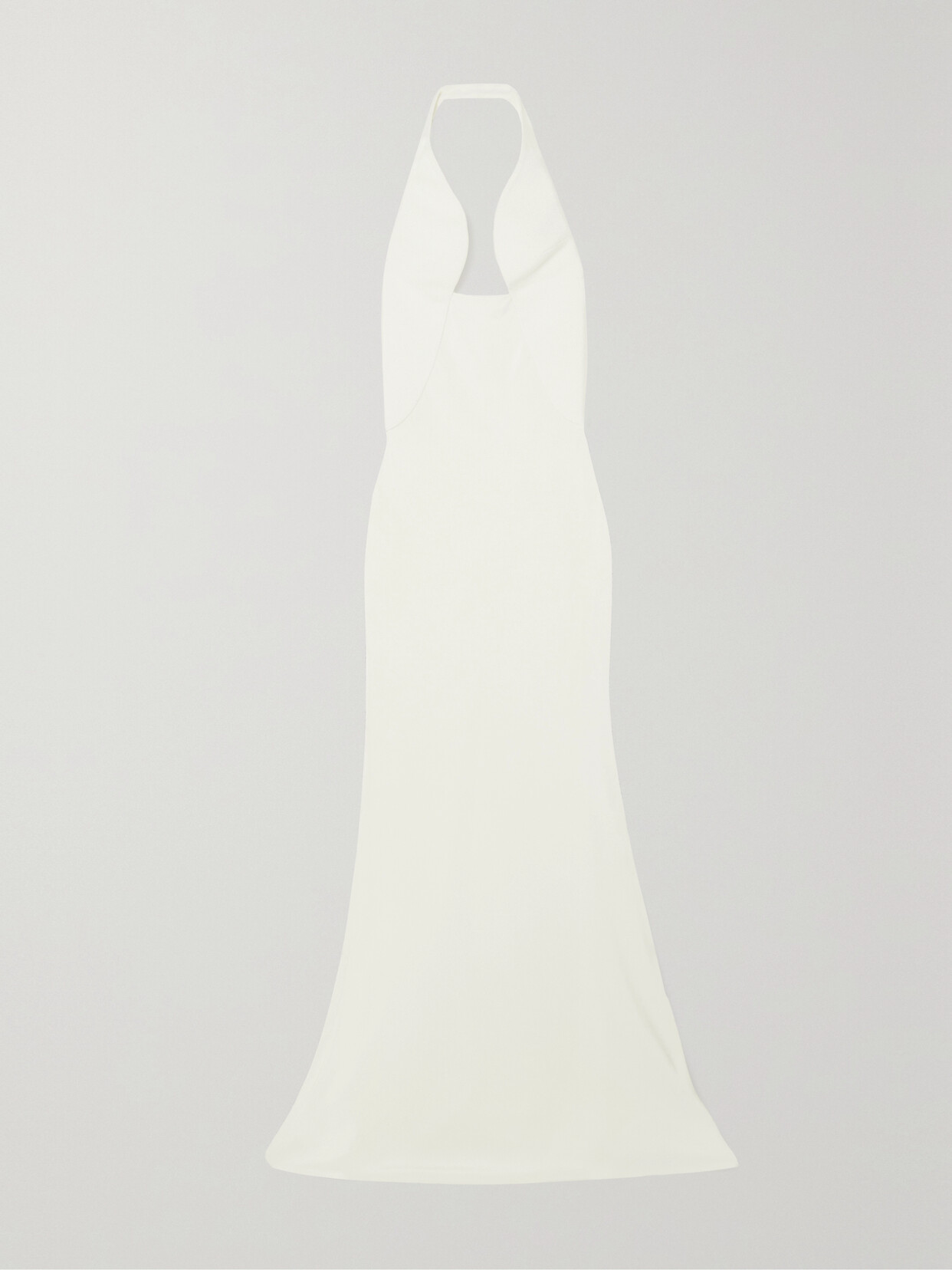 Christopher Esber Paneled Piqué And Silk-crepe Halterneck Gown - White