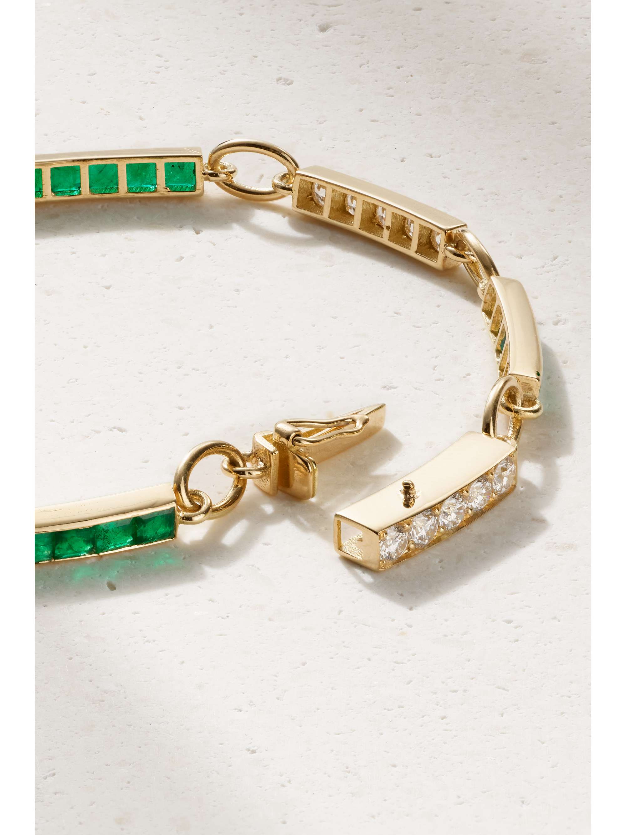 ILEANA MAKRI Waterfall 18-karat gold, emerald and diamond bracelet