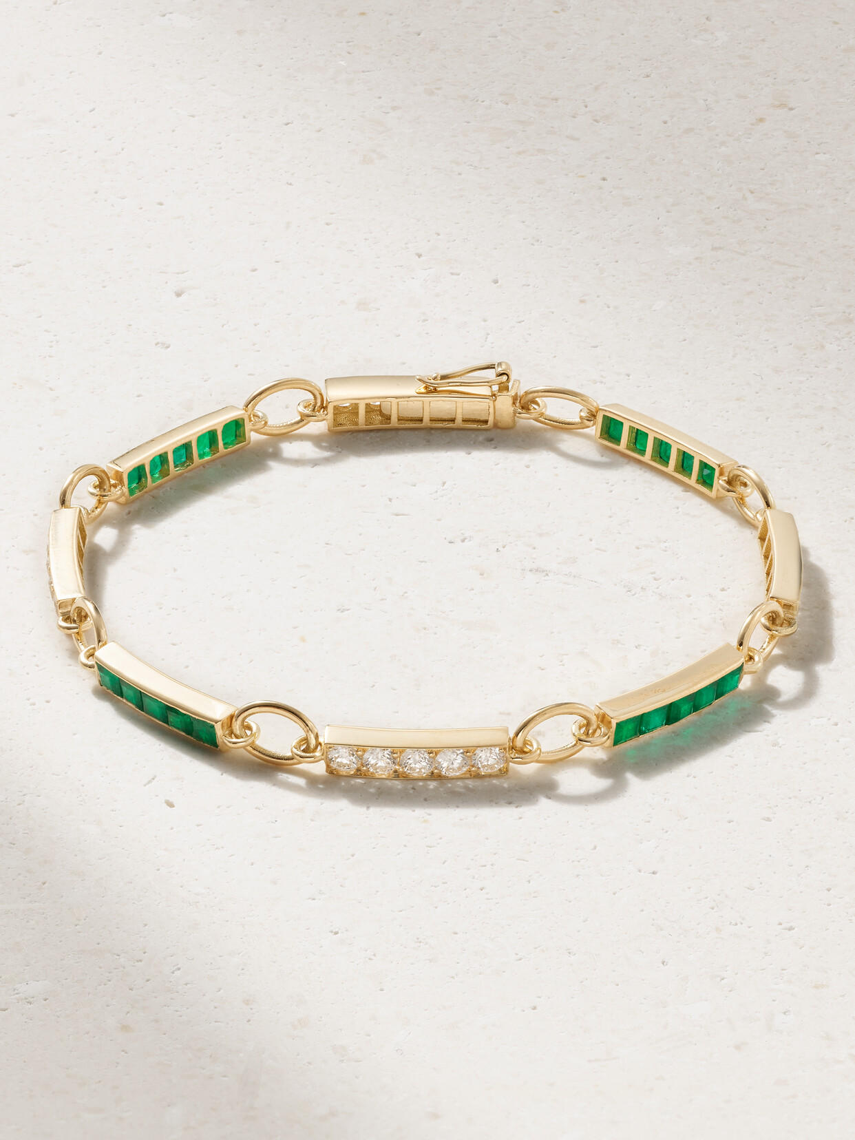 Ileana Makri Waterfall 18-karat Gold, Emerald And Diamond Bracelet