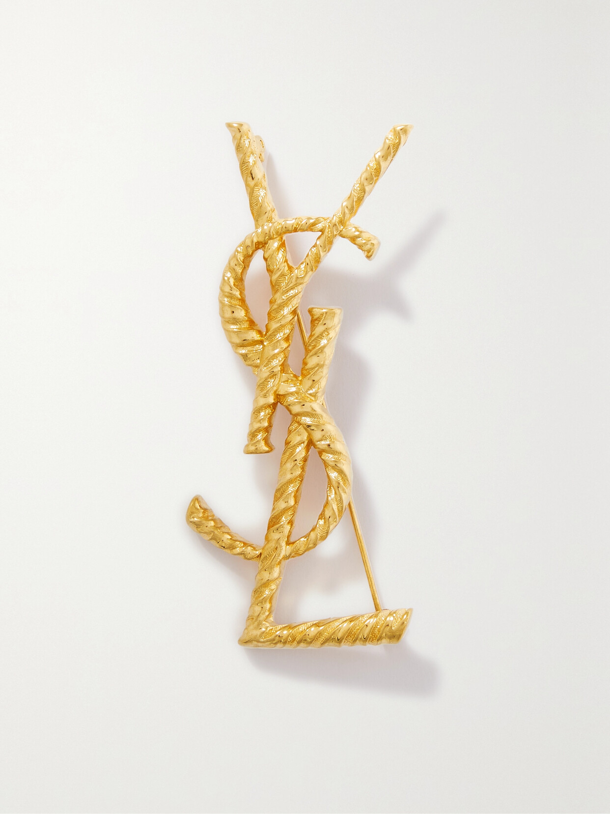 Saint Laurent YSL Logo Brooch - Gold for Women