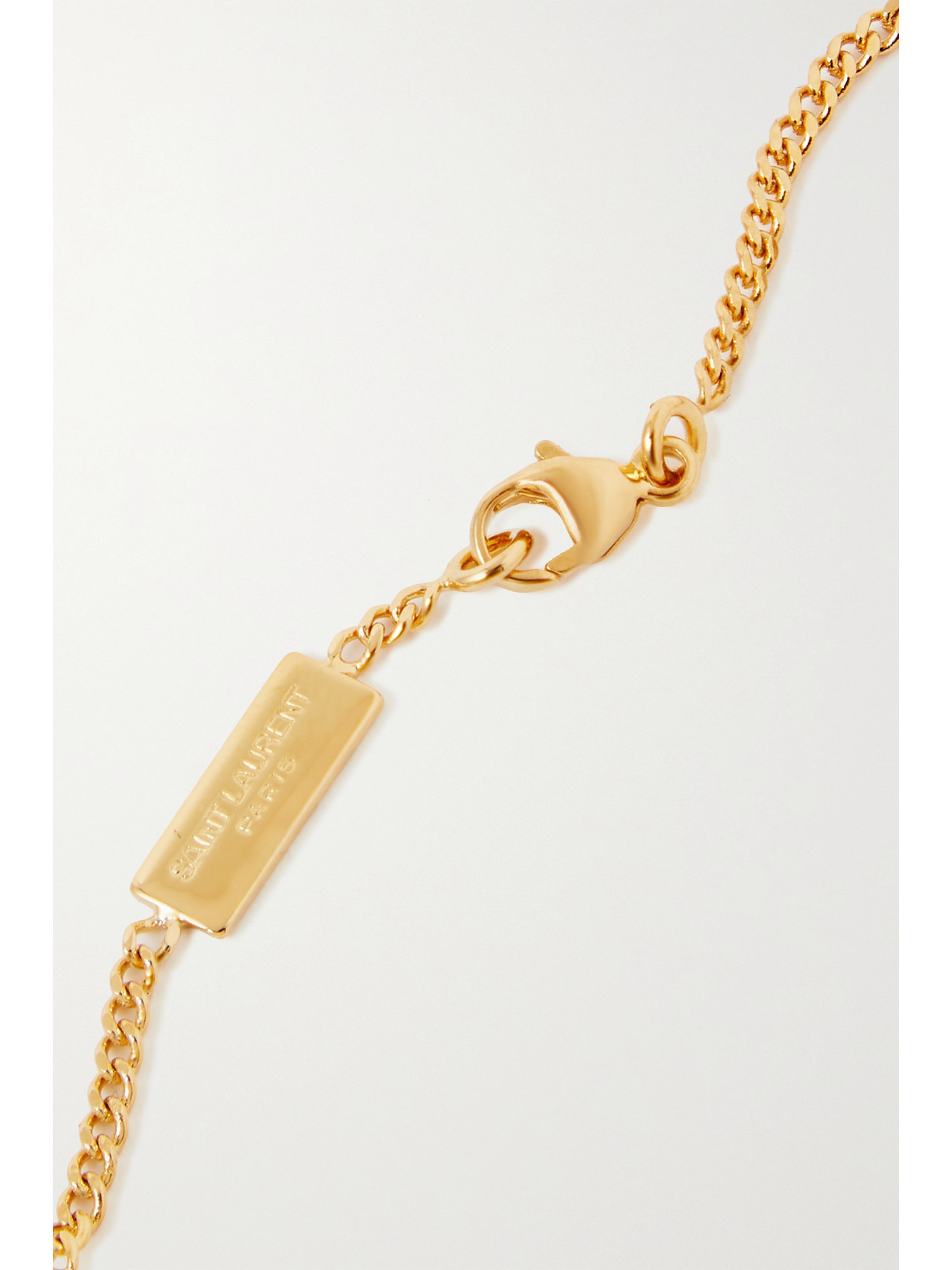 Saint Laurent Metal And Rhinestone Cassandre Heart Charm Bracelet Accessories In Gold