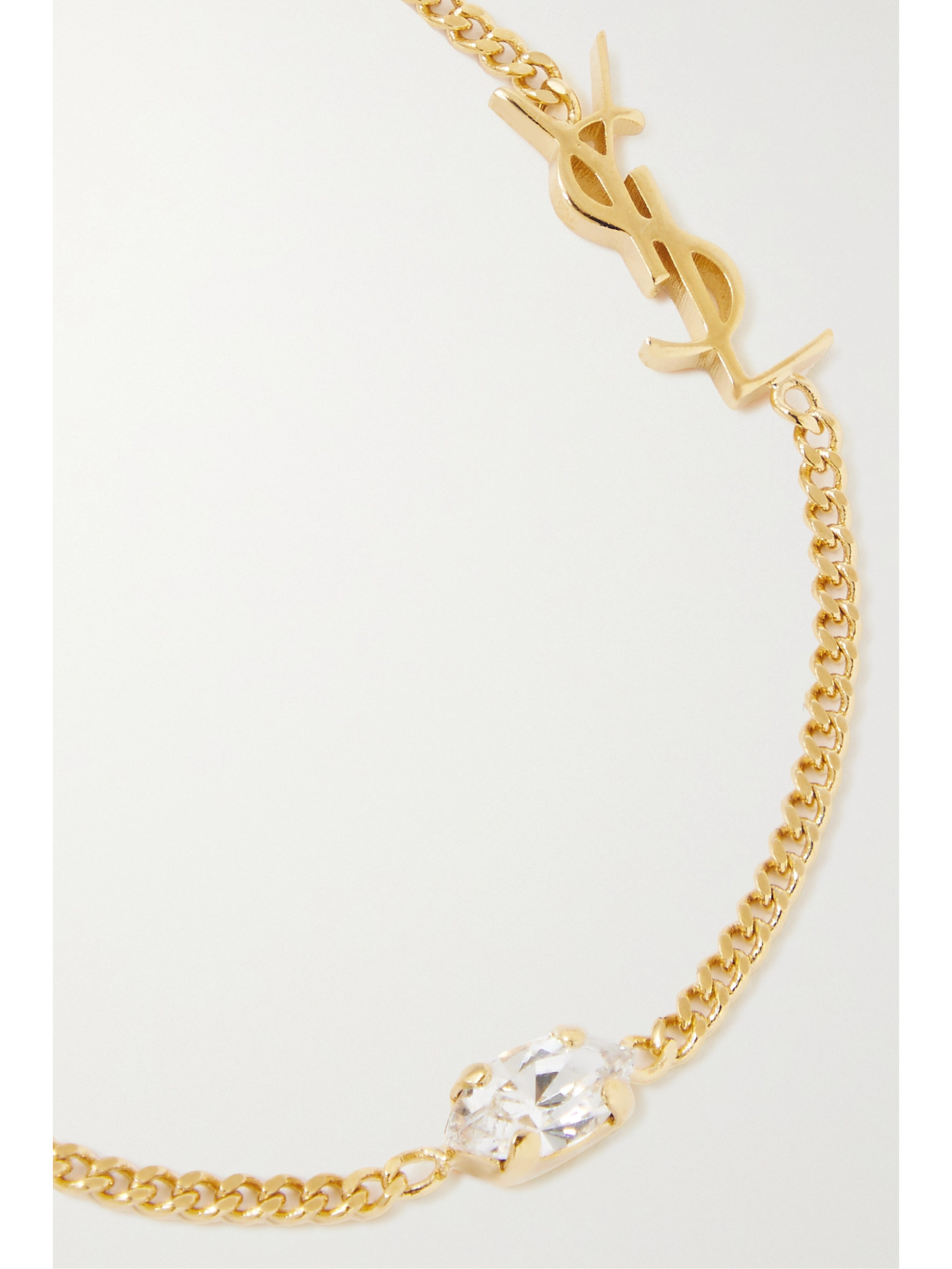 Shop Saint Laurent Crystal-embellished Gold-tone Bracelet