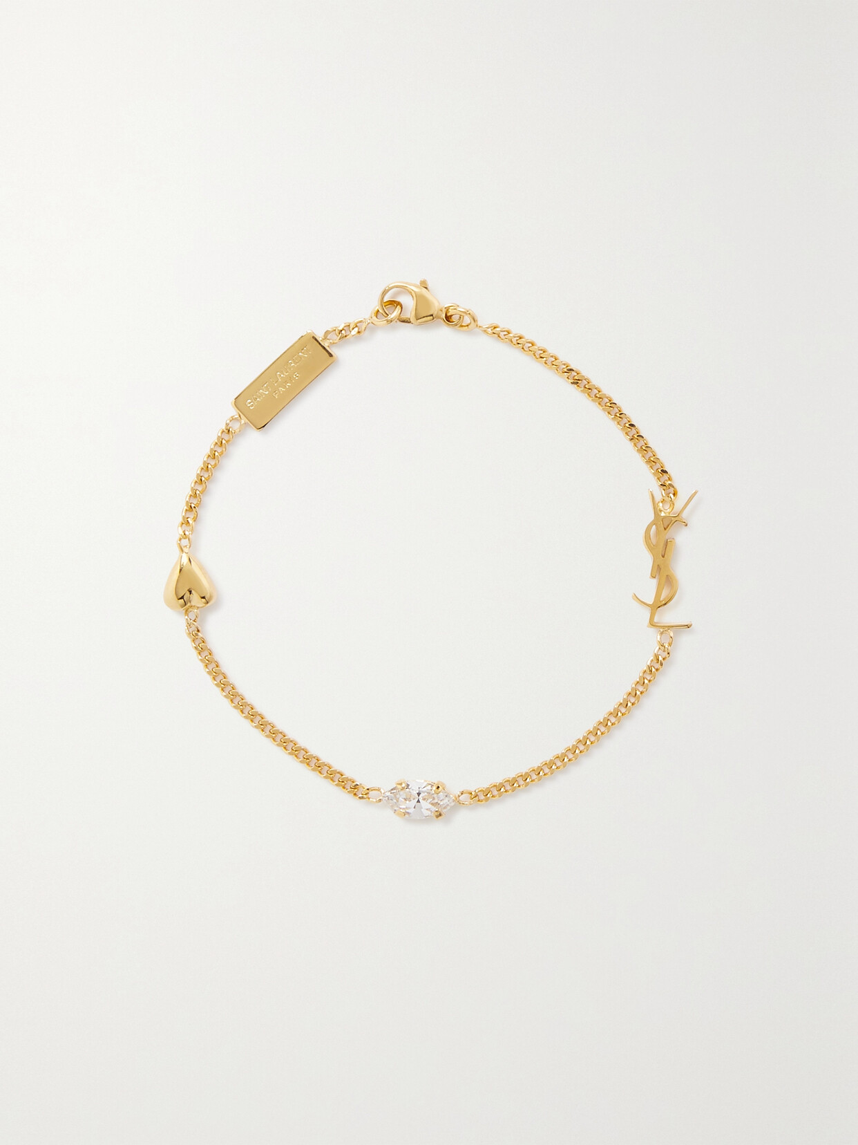 SAINT LAURENT - Crystal-embellished Gold-tone Bracelet - M