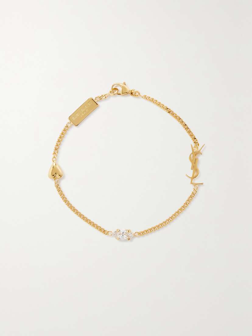 Saint Laurent Crystal-embellished Gold-tone Bracelet