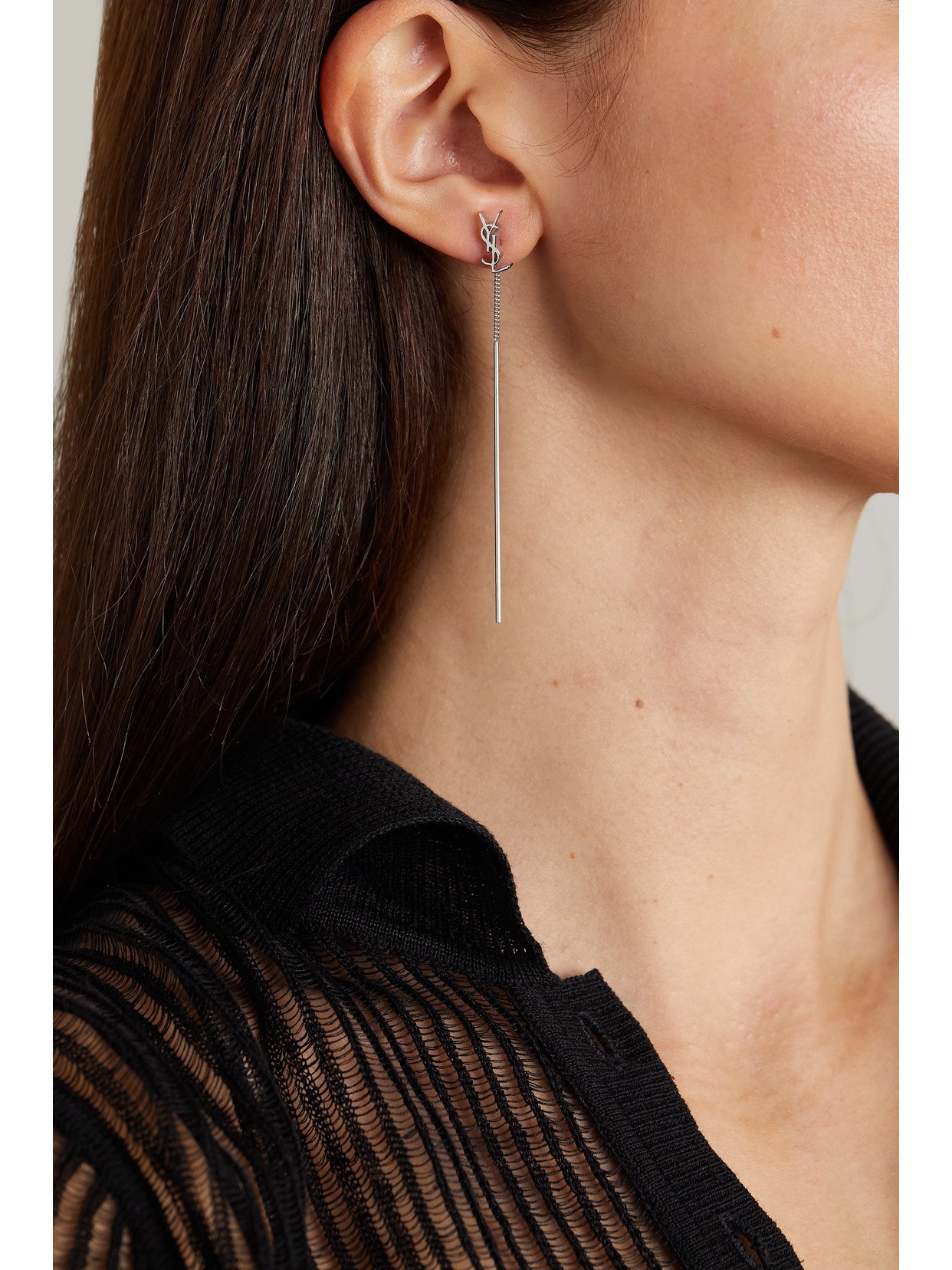 Saint Laurent Opyum Silver-tone Earrings In Silver