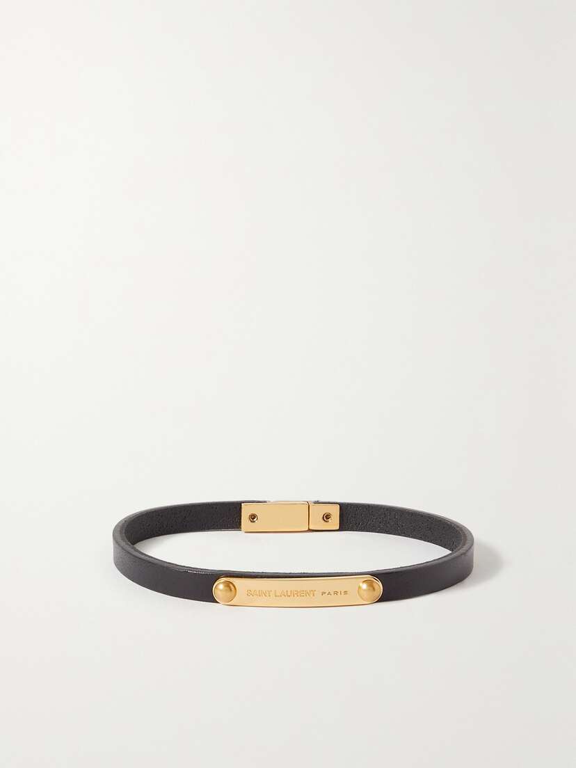 Saint Laurent Leather And Gold-tone Bracelet