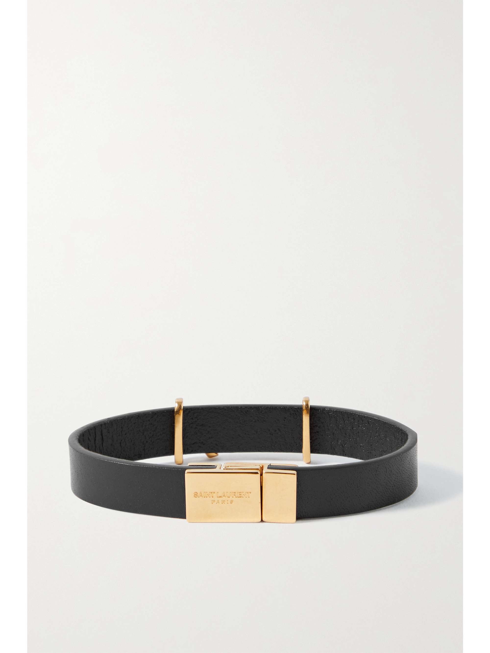 SAINT LAURENT Opyum leather and gold-tone bracelet