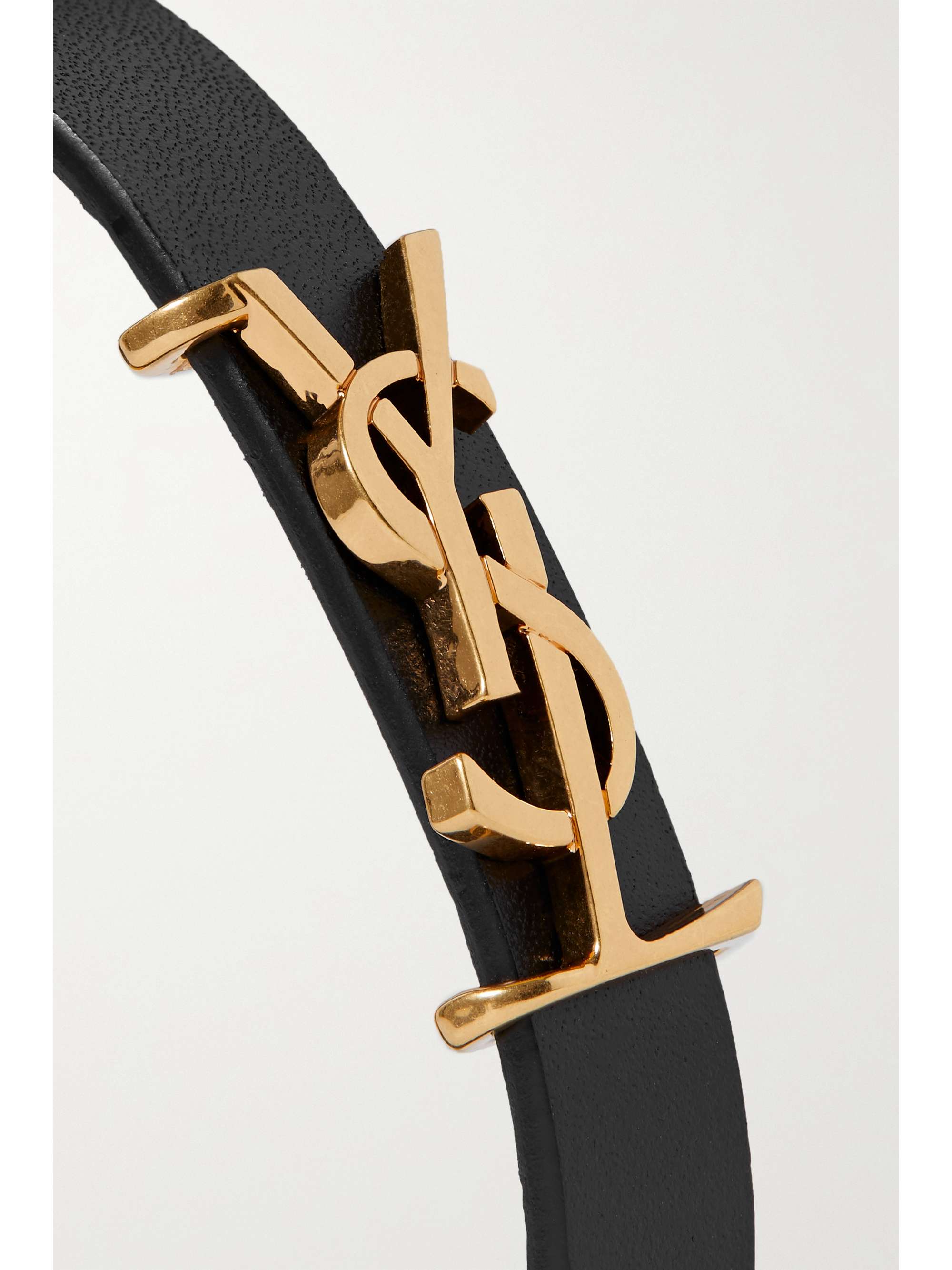 SAINT LAURENT Opyum leather and gold-tone bracelet