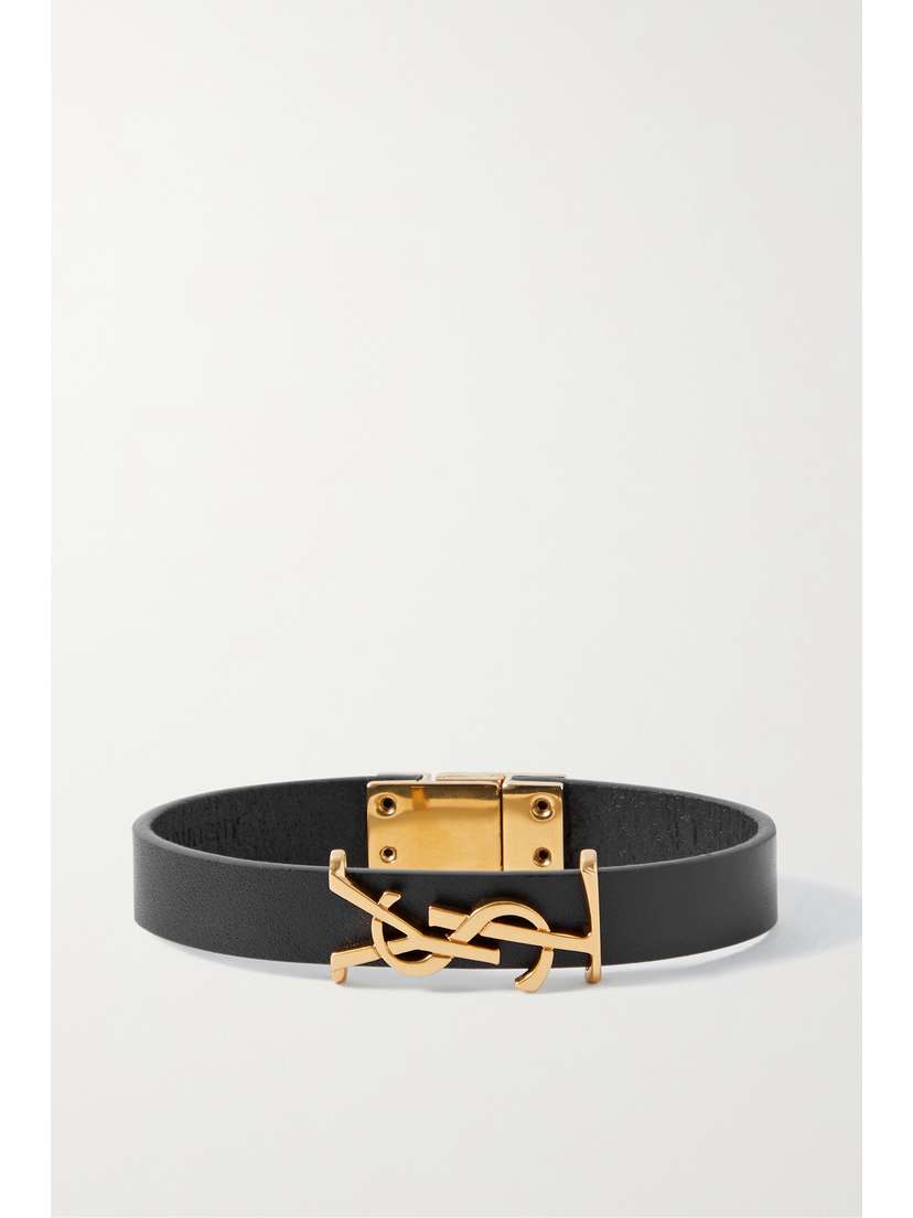 Saint Laurent Opyum eather And Gold-tone Bracelet