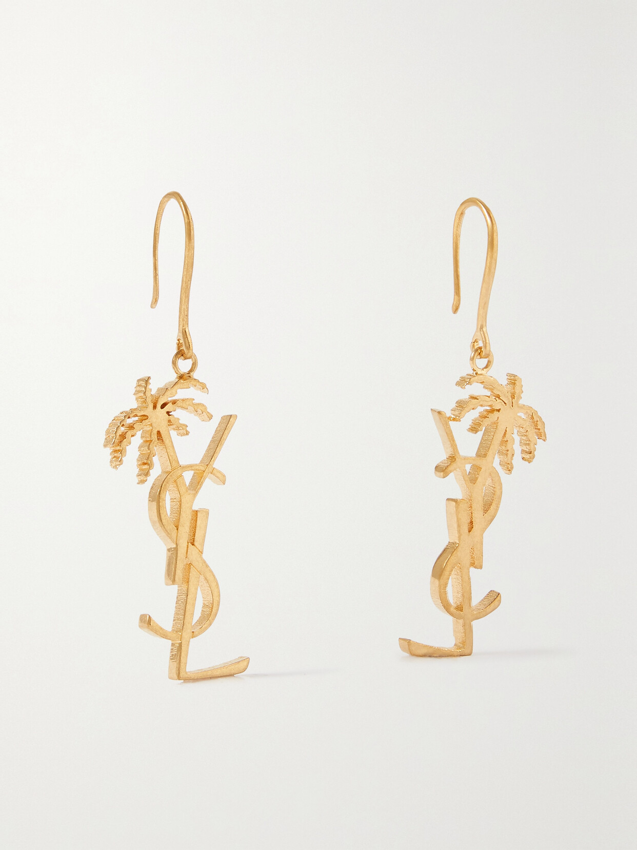 Saint Laurent Cassandre Palm Gold-tone Earrings