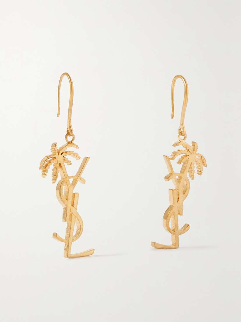 SAINT LAURENT Cassandre Palm -tone Earrings