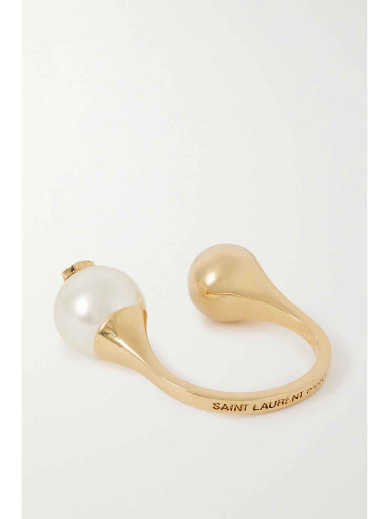 Shop Saint Laurent Cassandre Gold-tone Faux Pearl Ring