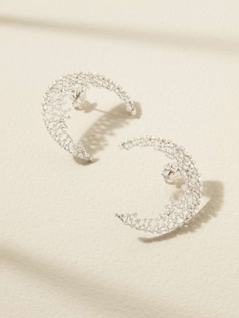 Ananya Scatter Moon 18-karat White Gold Diamond Earrings
