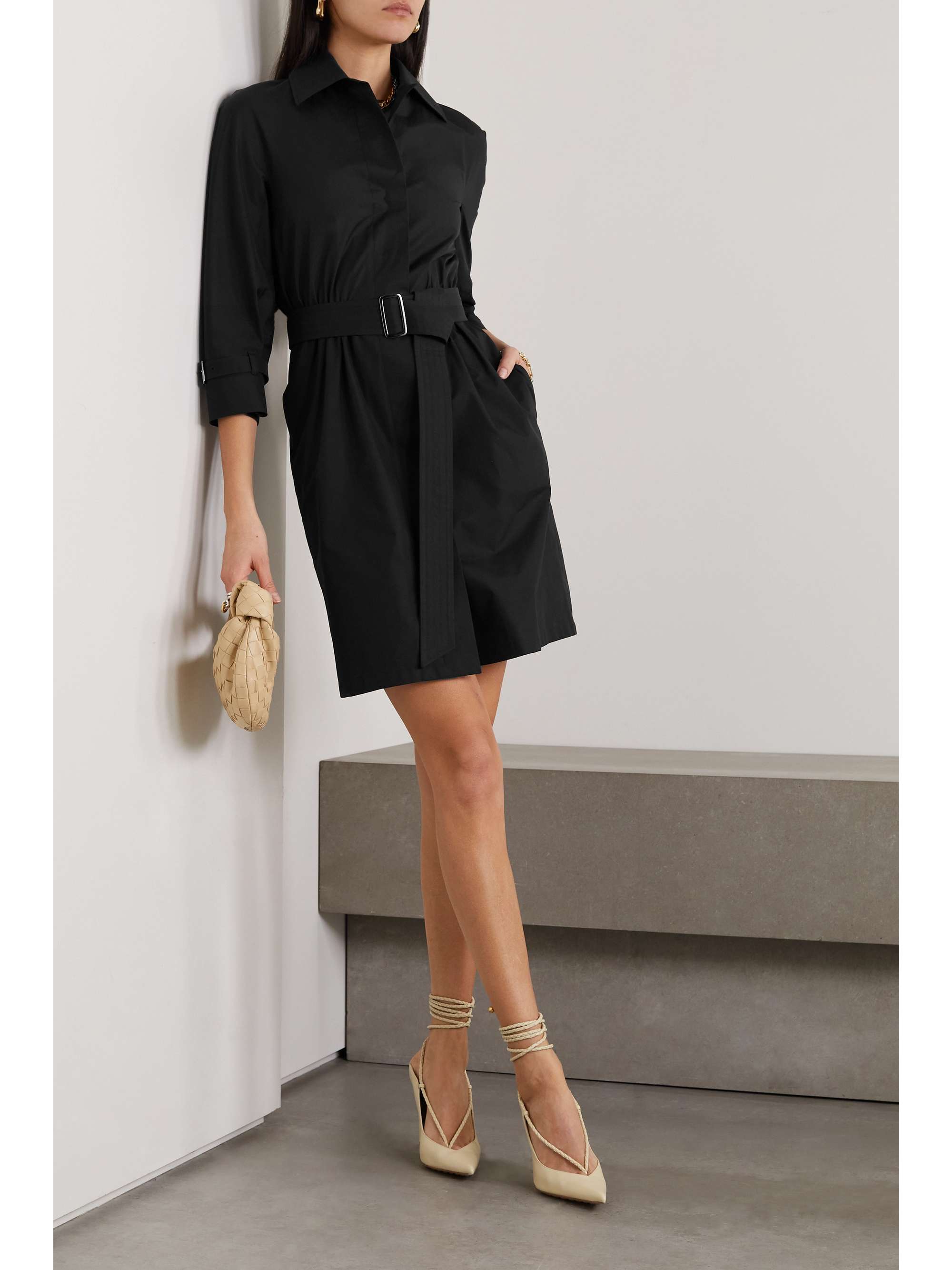 MAX MARA Saio belted cotton-poplin shirt dress