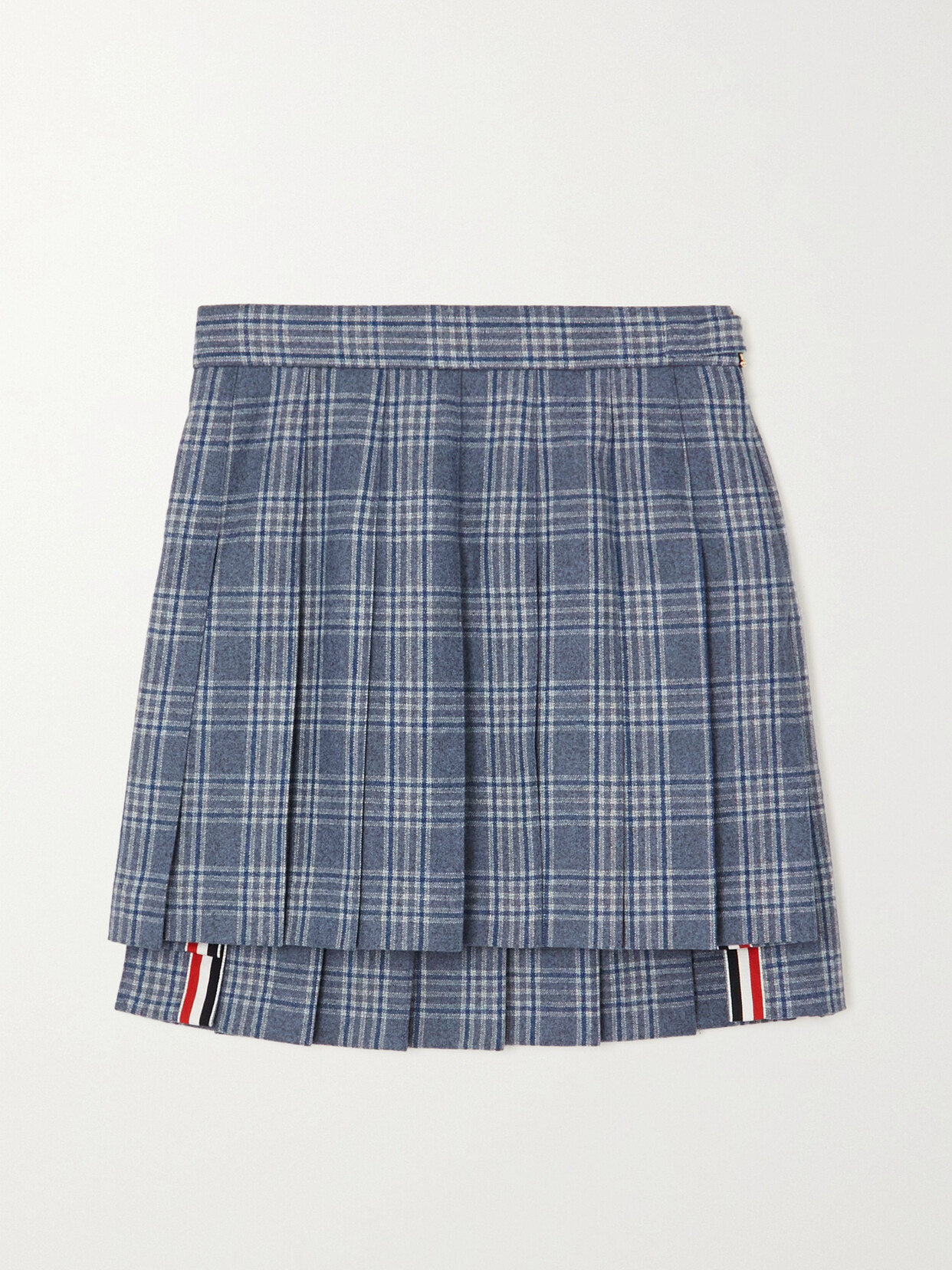 Thom Browne - Pleated Checked Wool And Cashmere-blend Mini Skirt - Blue