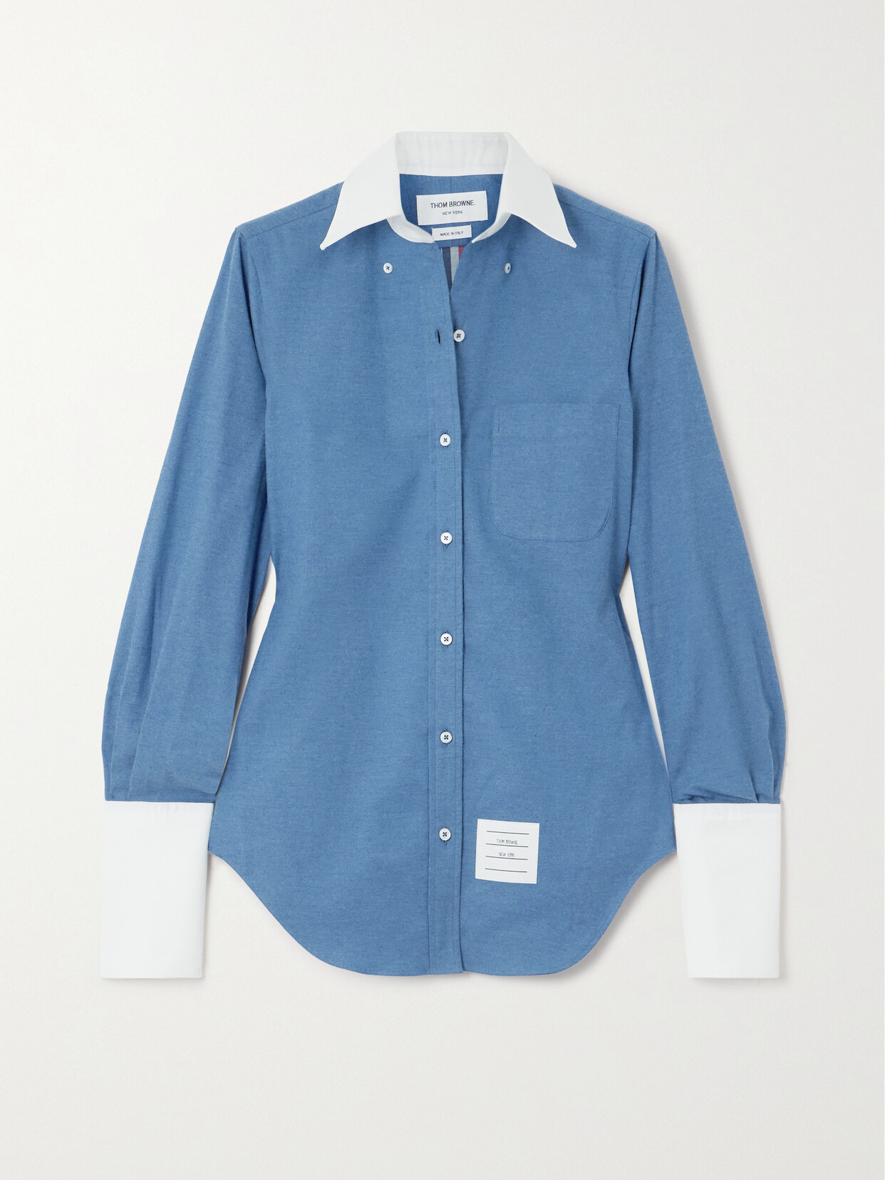 Thom Browne - Poplin-trimmed Printed Cotton-flannel Shirt - Blue