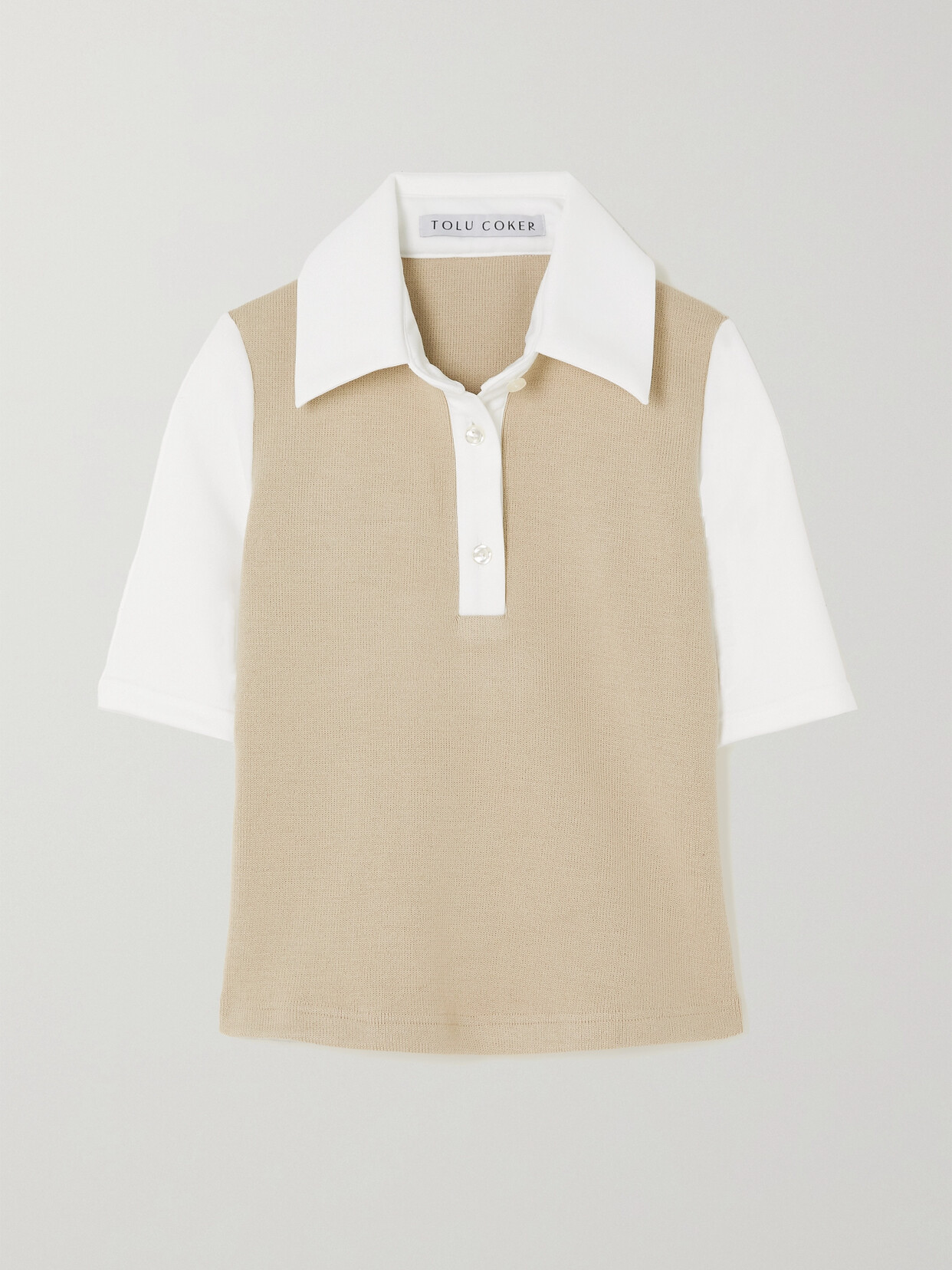 Tolu Coker - + The Vanguard Two-tone Cotton Polo Shirt - Brown