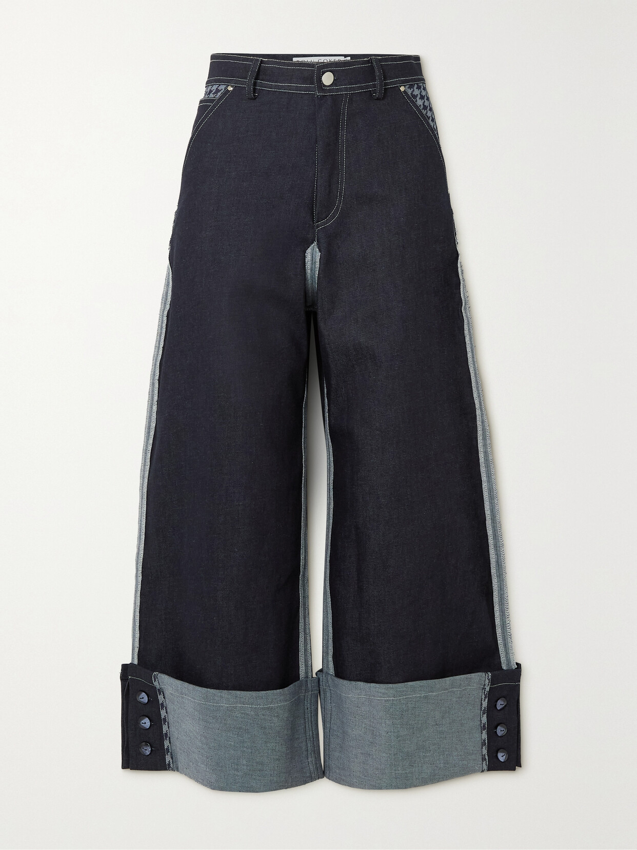 Tolu Coker - + The Vanguard Jacquard-paneled High-rise Wide-leg Jeans - Blue