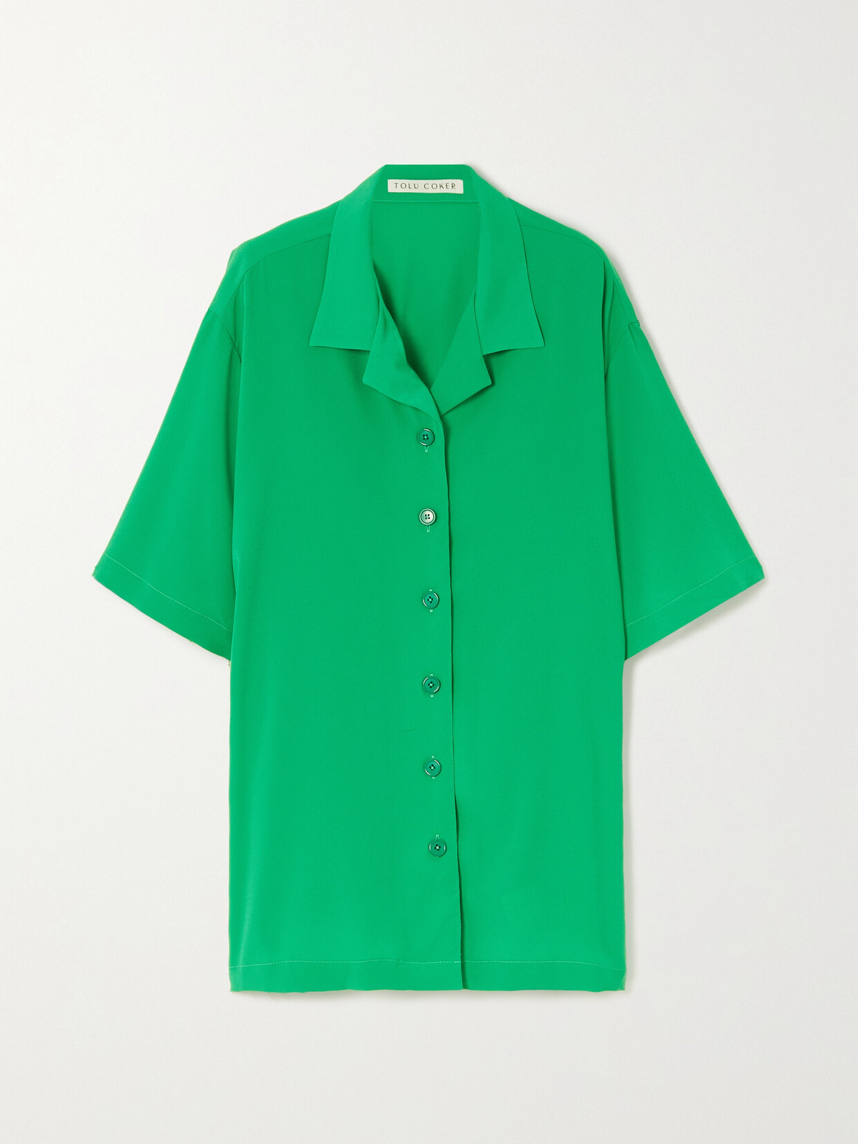 Tolu Coker + The Vanguard Oversized Crepe De Chine Shirt - Green