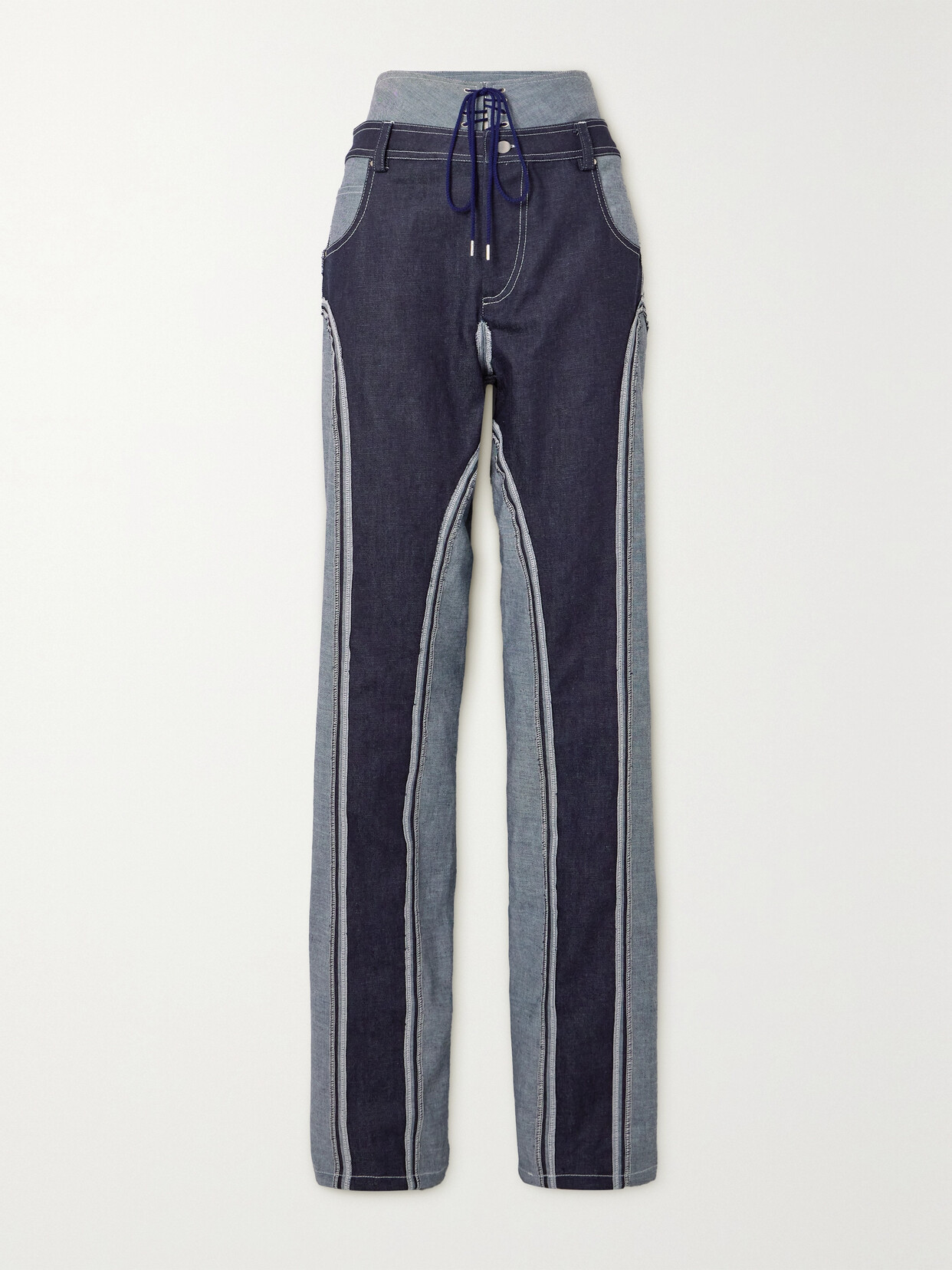 Tolu Coker - + The Vanguard Two-tone High-rise Straight-leg Jeans - Blue