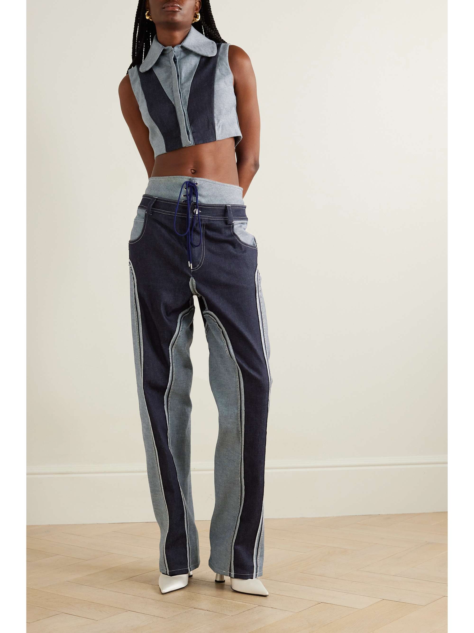 LOEWE Chain-embellished mid-rise straight-leg jeans