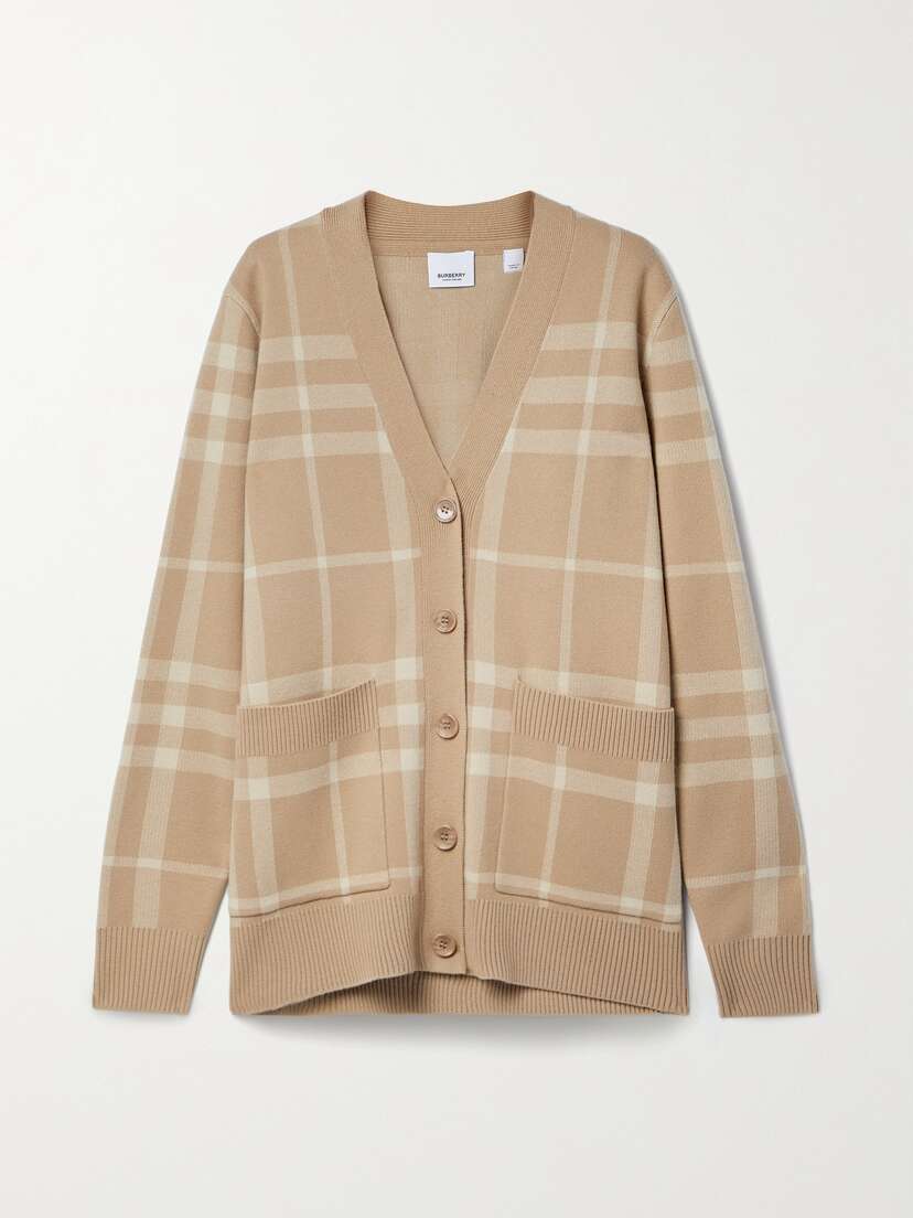 Burberry Checked Wool And Cashmere-blend Cardigan