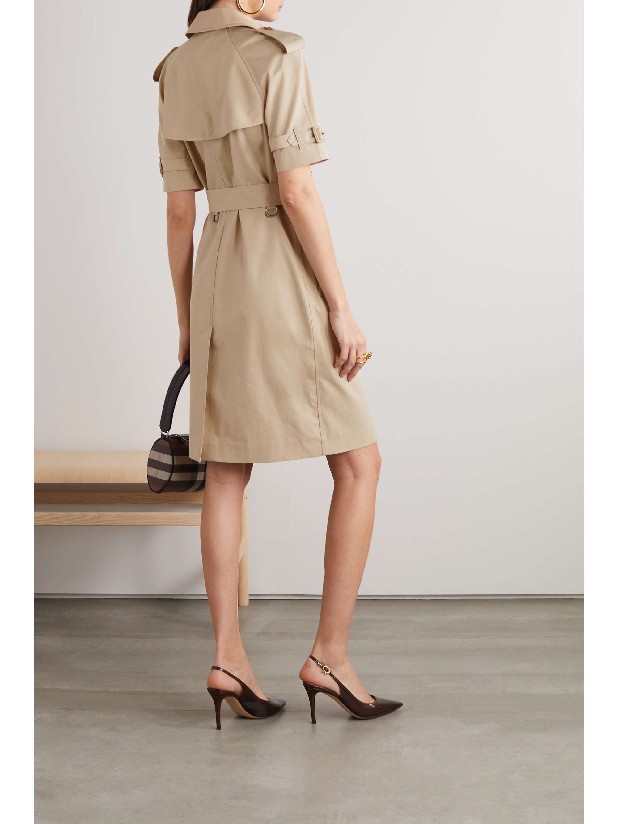 BURBERRY Belted double-breasted cotton-twill dress