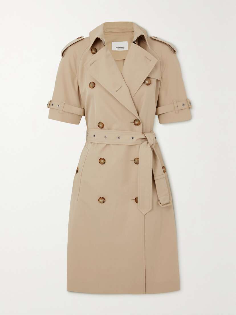 Burberry Belted Double-breasted Cotton-twill Dress - - UK 6