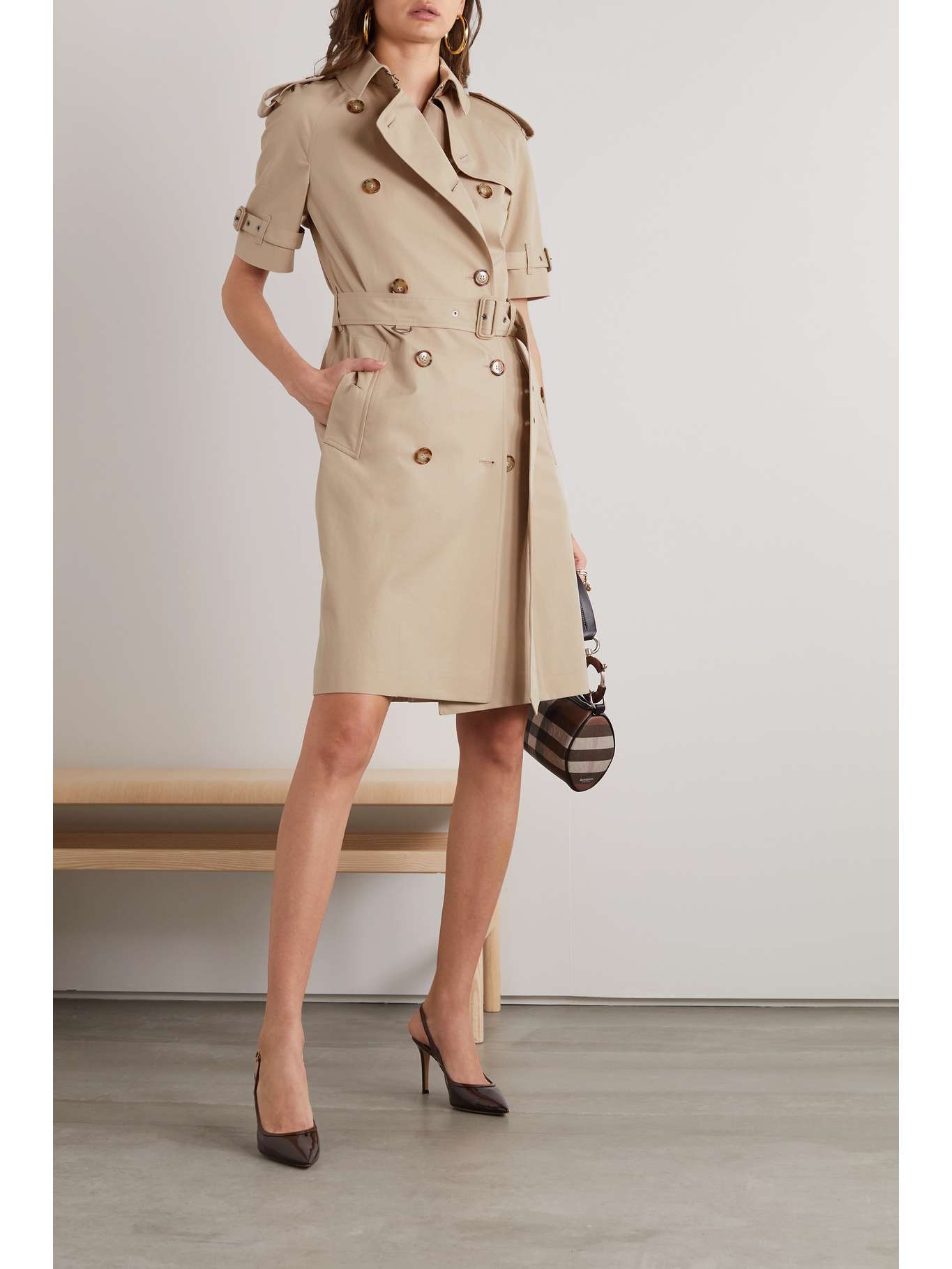 BURBERRY Belted doublebreasted cottontwill dress NETAPORTER