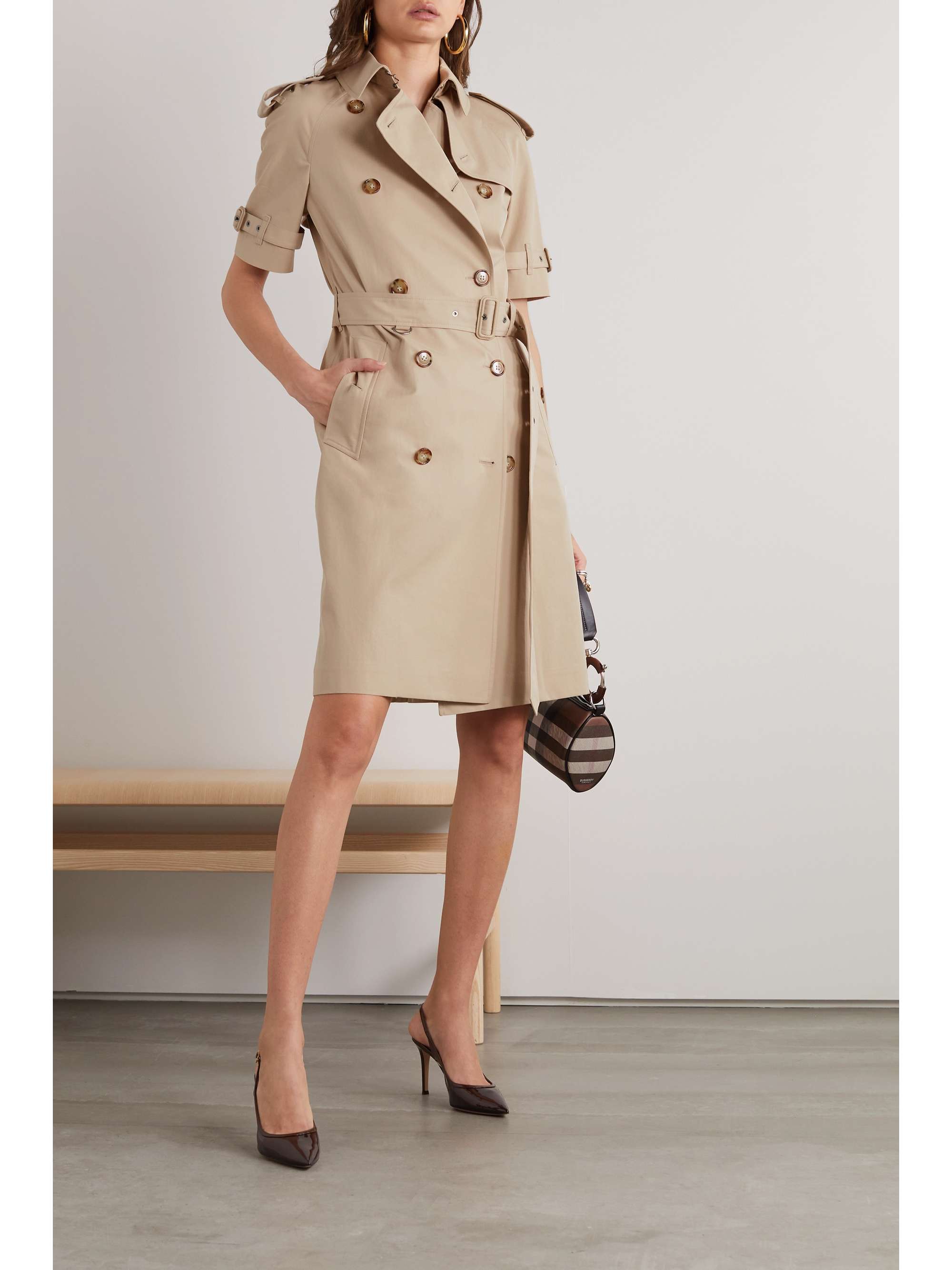 BURBERRY Belted double-breasted cotton-twill dress