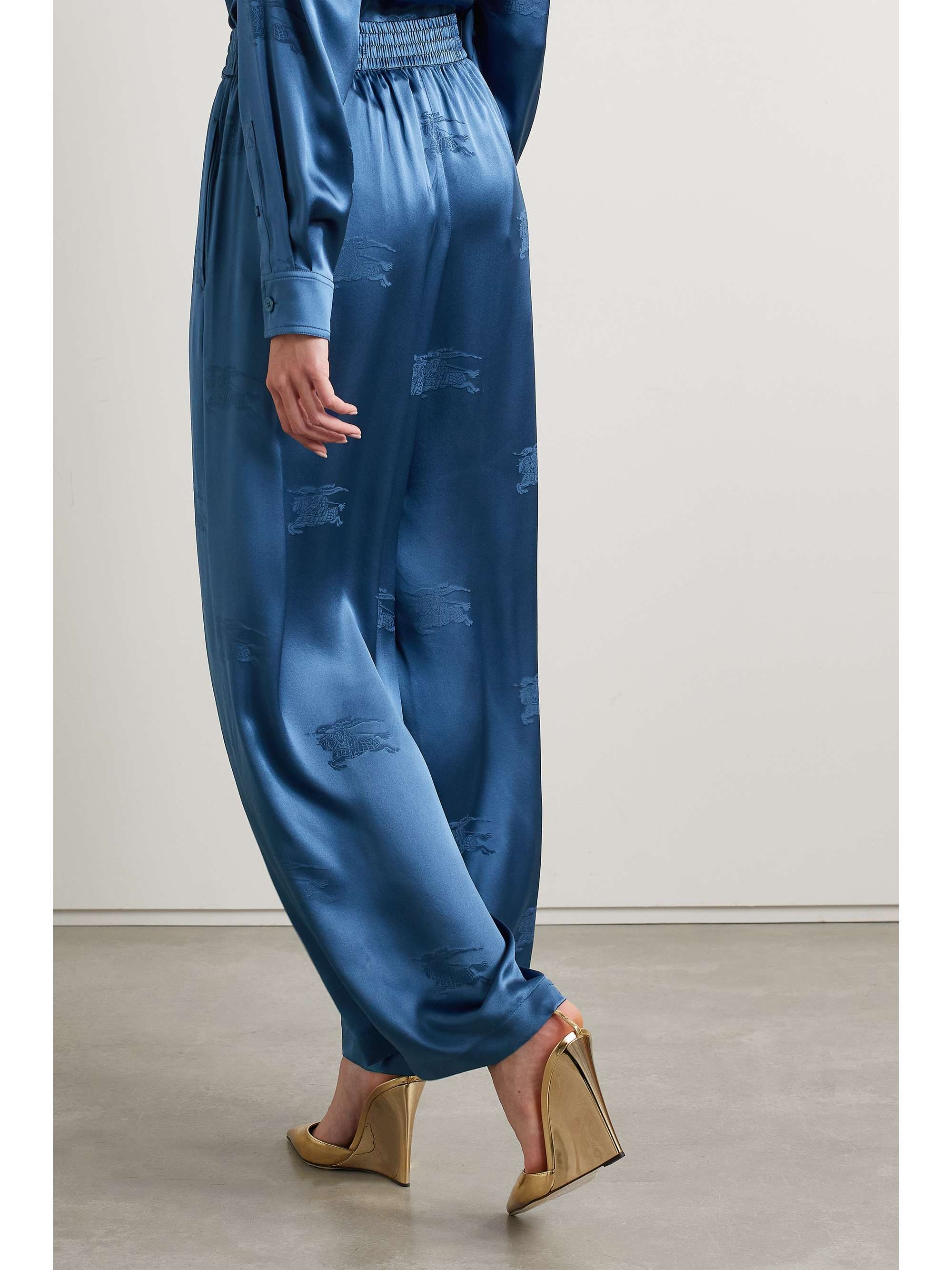BURBERRY Silk-satin jacquard wide-leg pants