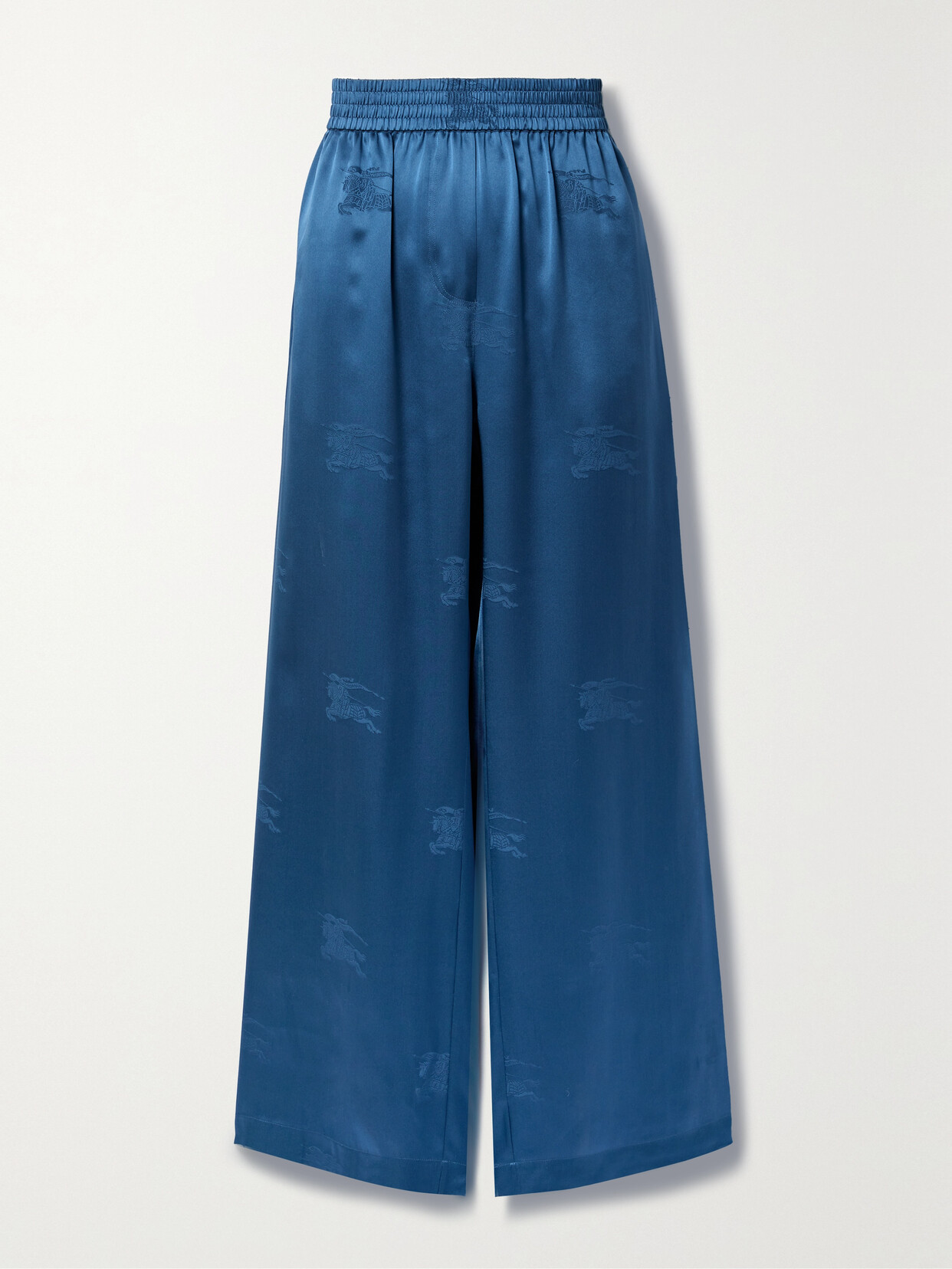 Burberry - Silk-satin Jacquard Wide-leg Pants - Blue