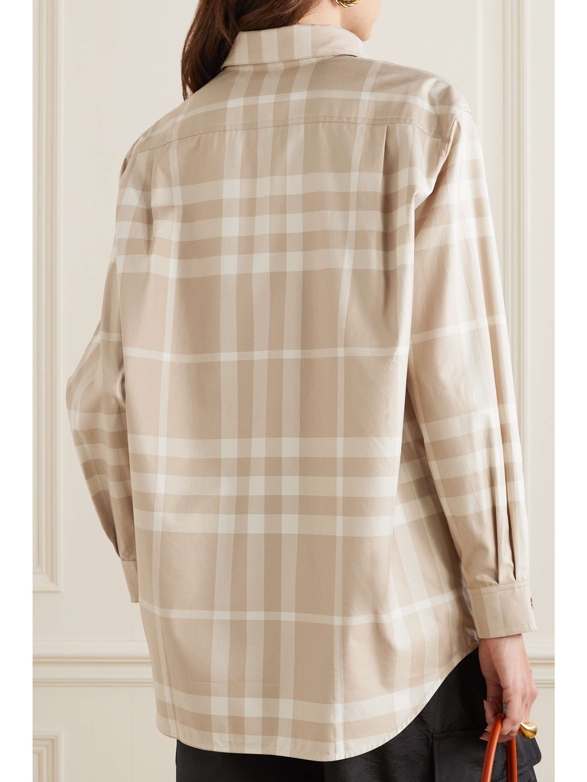 BURBERRY Embroidered checked cotton-twill shirt