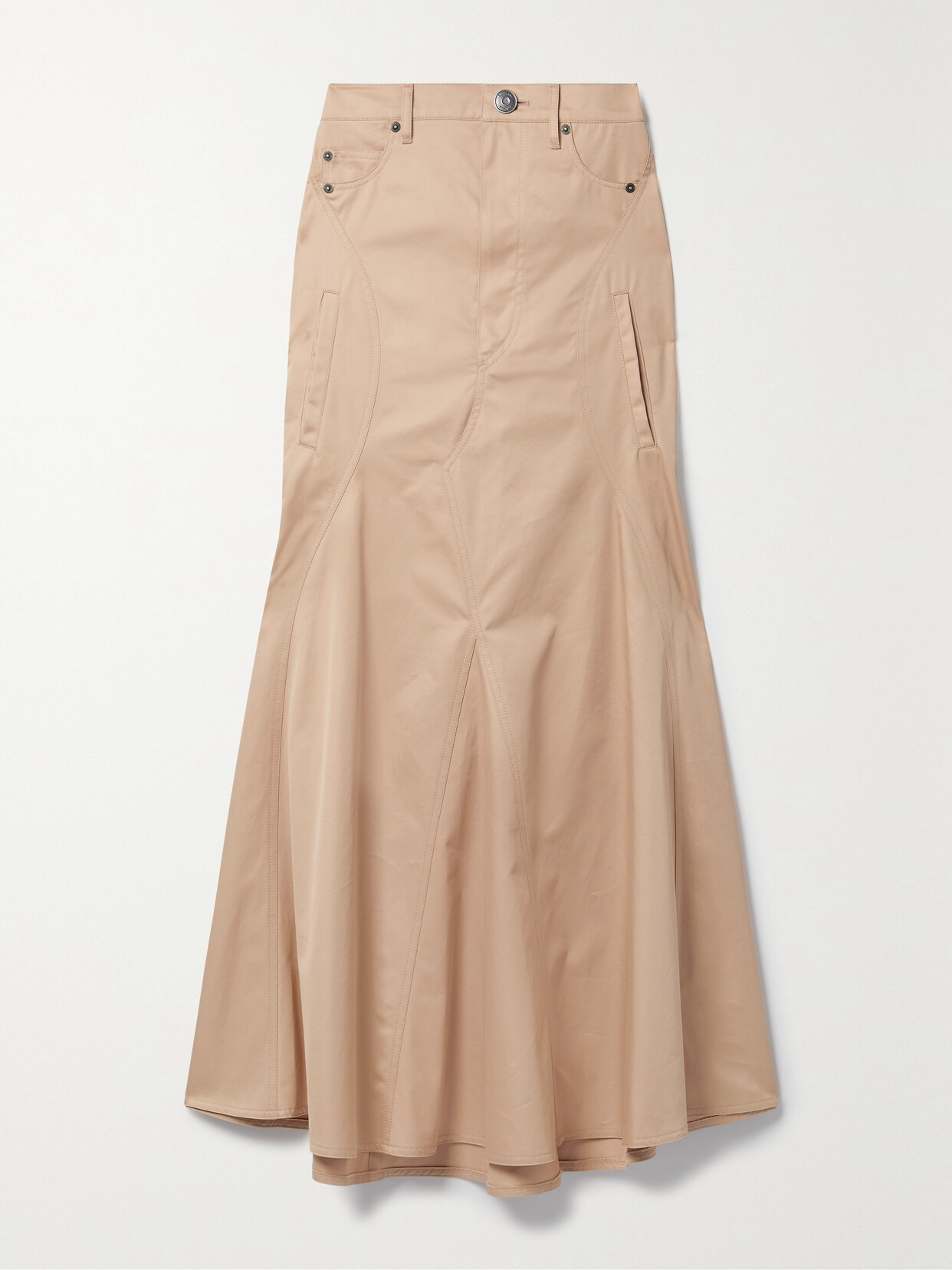 Shop Burberry Cotton-twill Maxi Skirt In Brown