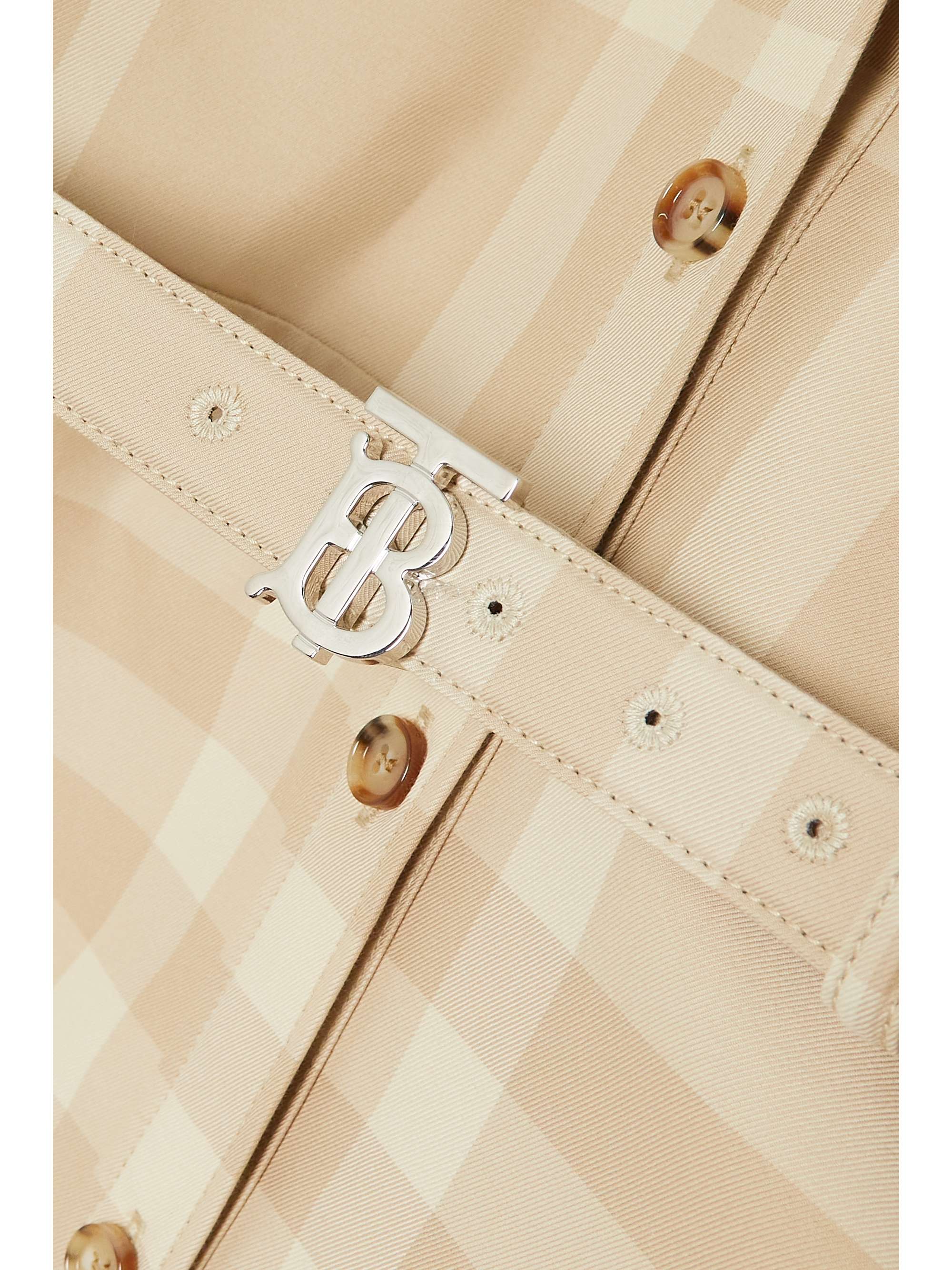 BURBERRY 配腰带格纹纯棉华达呢迷你衬衫式连衣裙