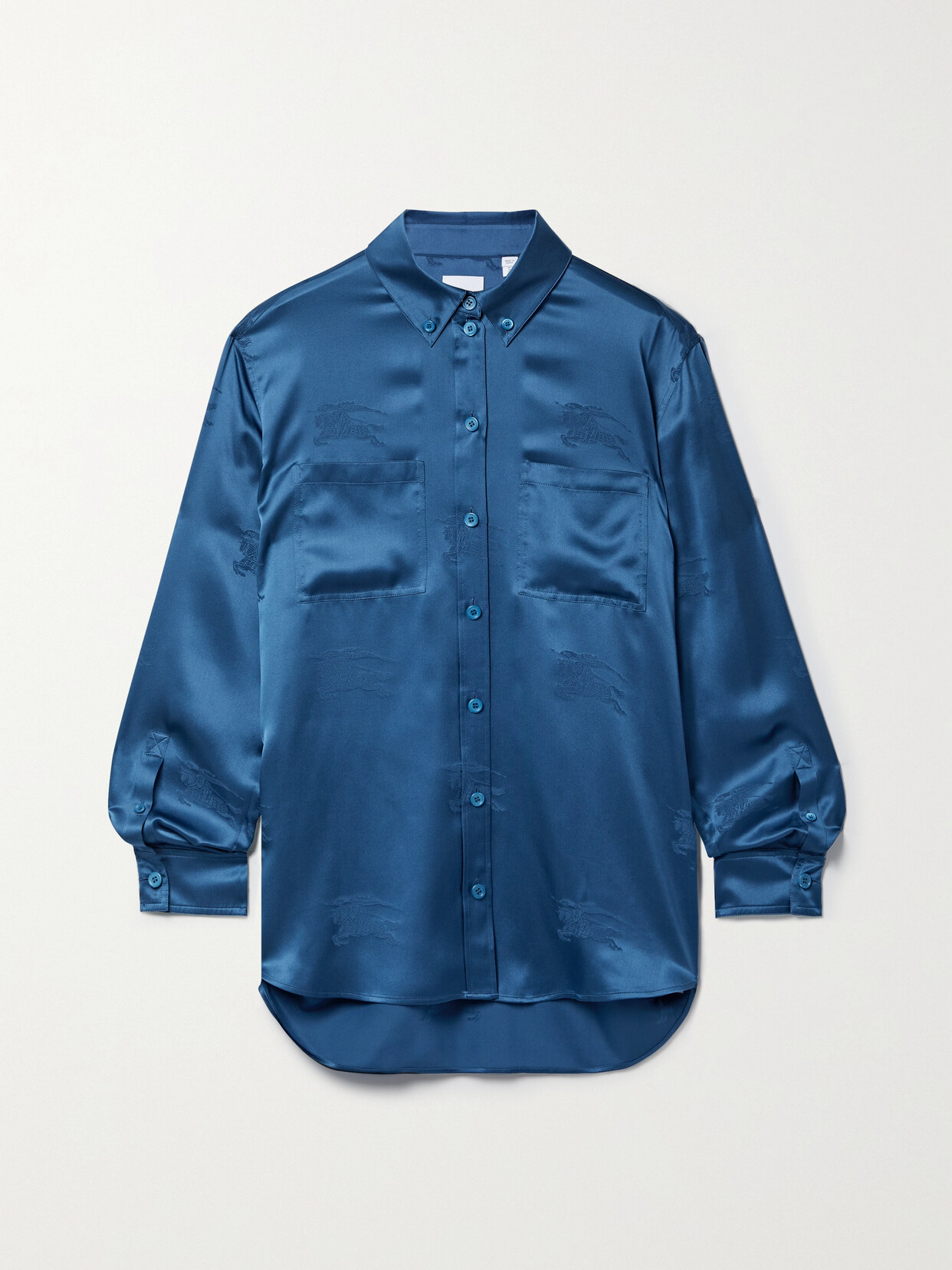 Burberry - Silk-satin Jacquard Shirt - Blue