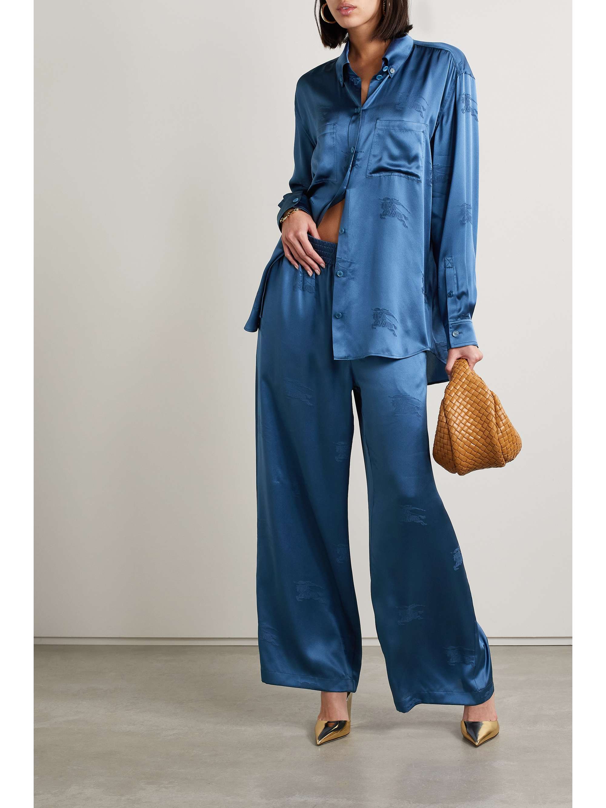 BURBERRY Silk-satin jacquard shirt