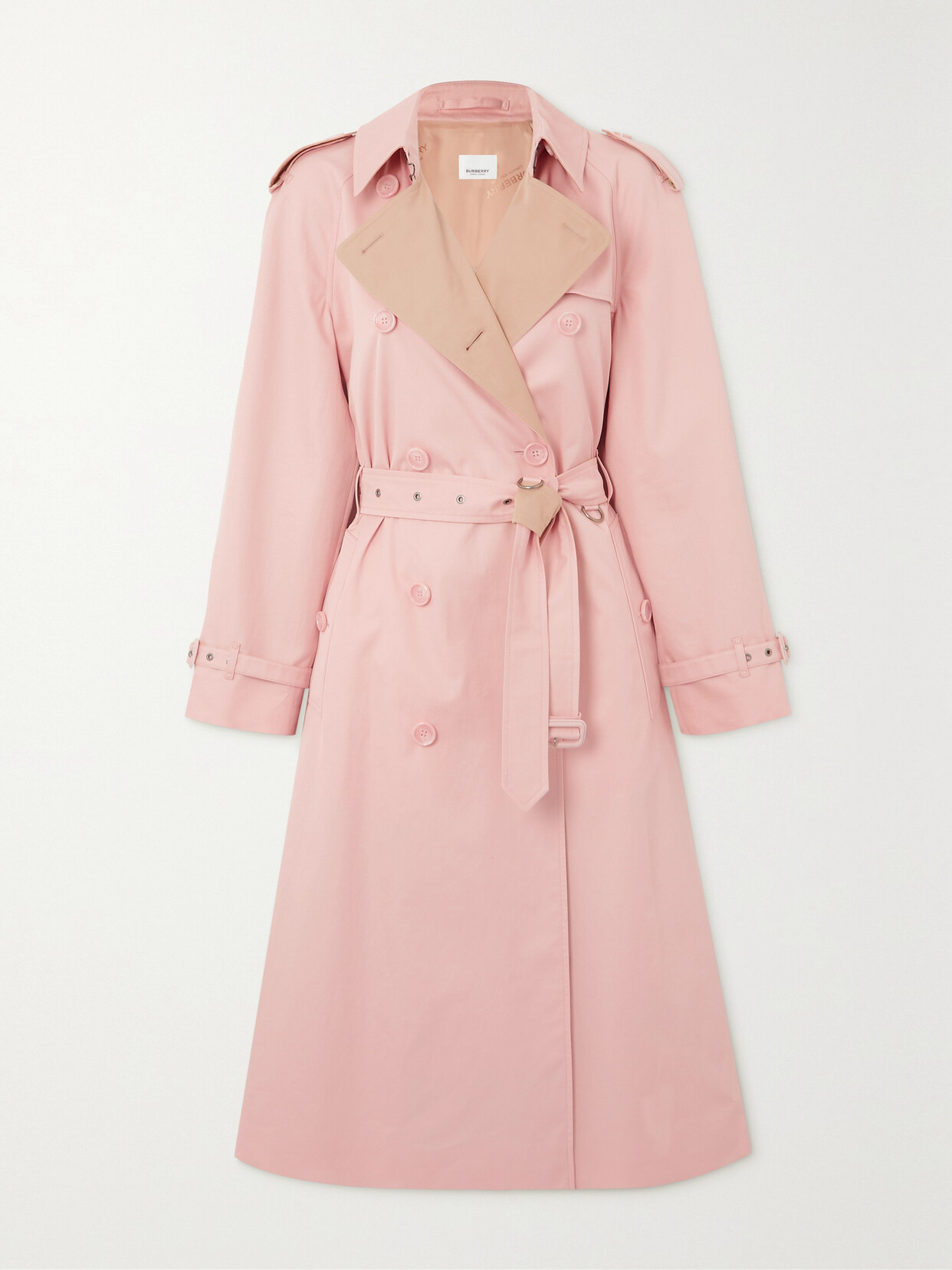 Burberry - Double-breasted Belted Cotton-gabardine Trench Coat - Pink