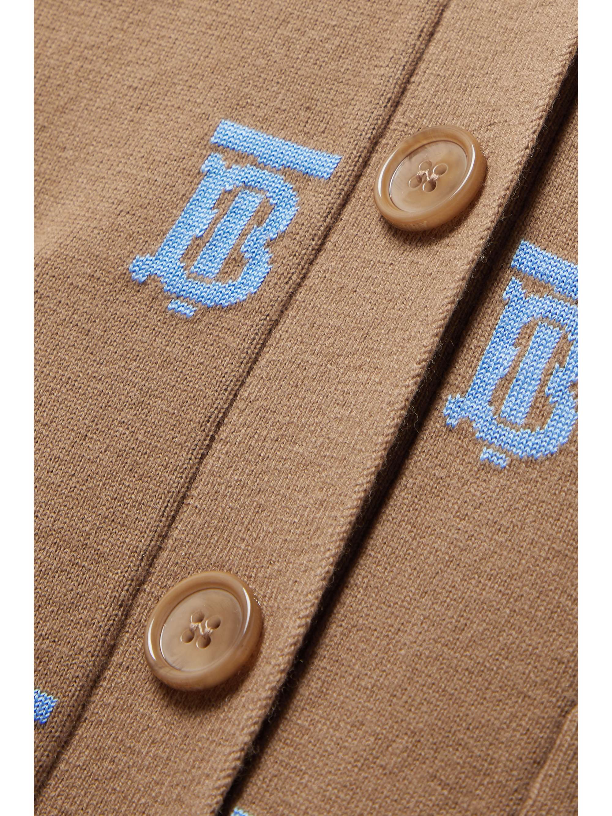 BURBERRY Oversized jacquard-knit wool-blend cardigan