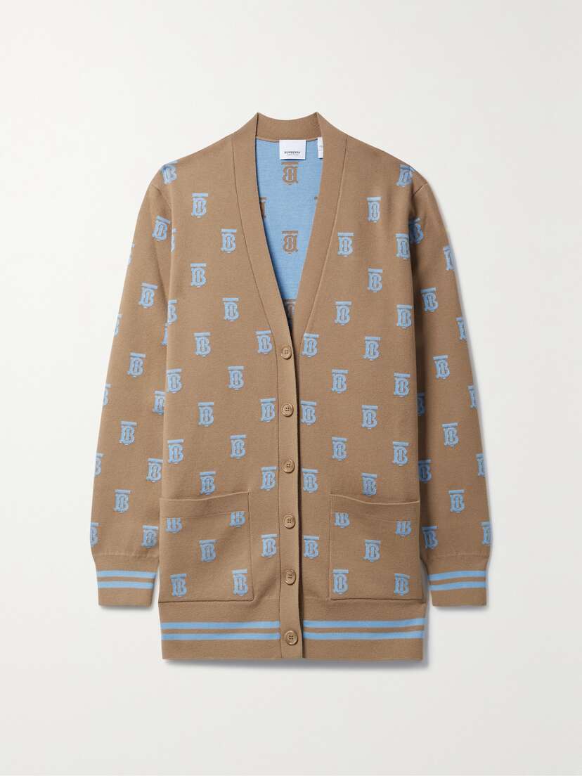 Burberry Oversized Jacquard-knit Wool-blend Cardigan
