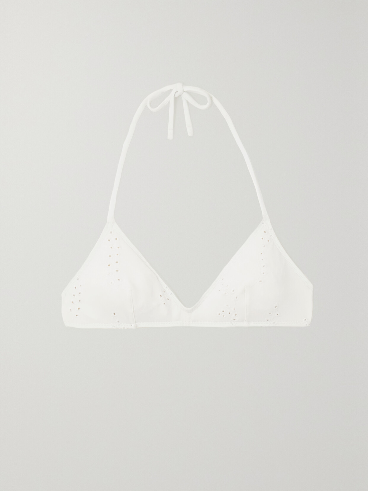 CHLOÉ + ERES BRODERIE ANGLAISE HALTERNECK BIKINI TOP